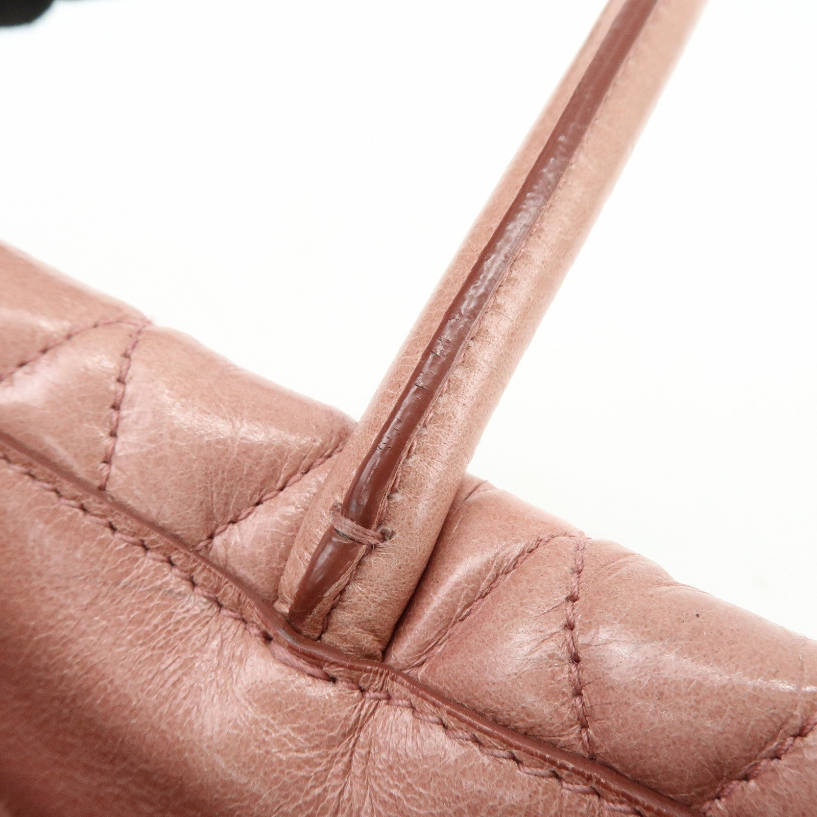 MIU MIU Logo Leather Hand Bag Tote Bag Pink RN1098