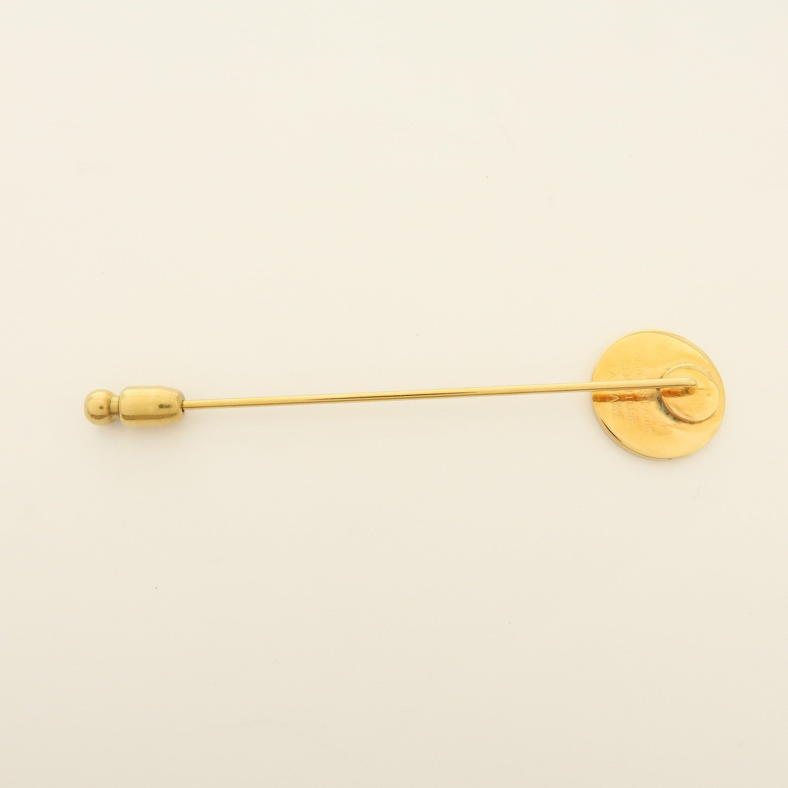 HERMES Sellier Metal Stick Pin Brooch Gold