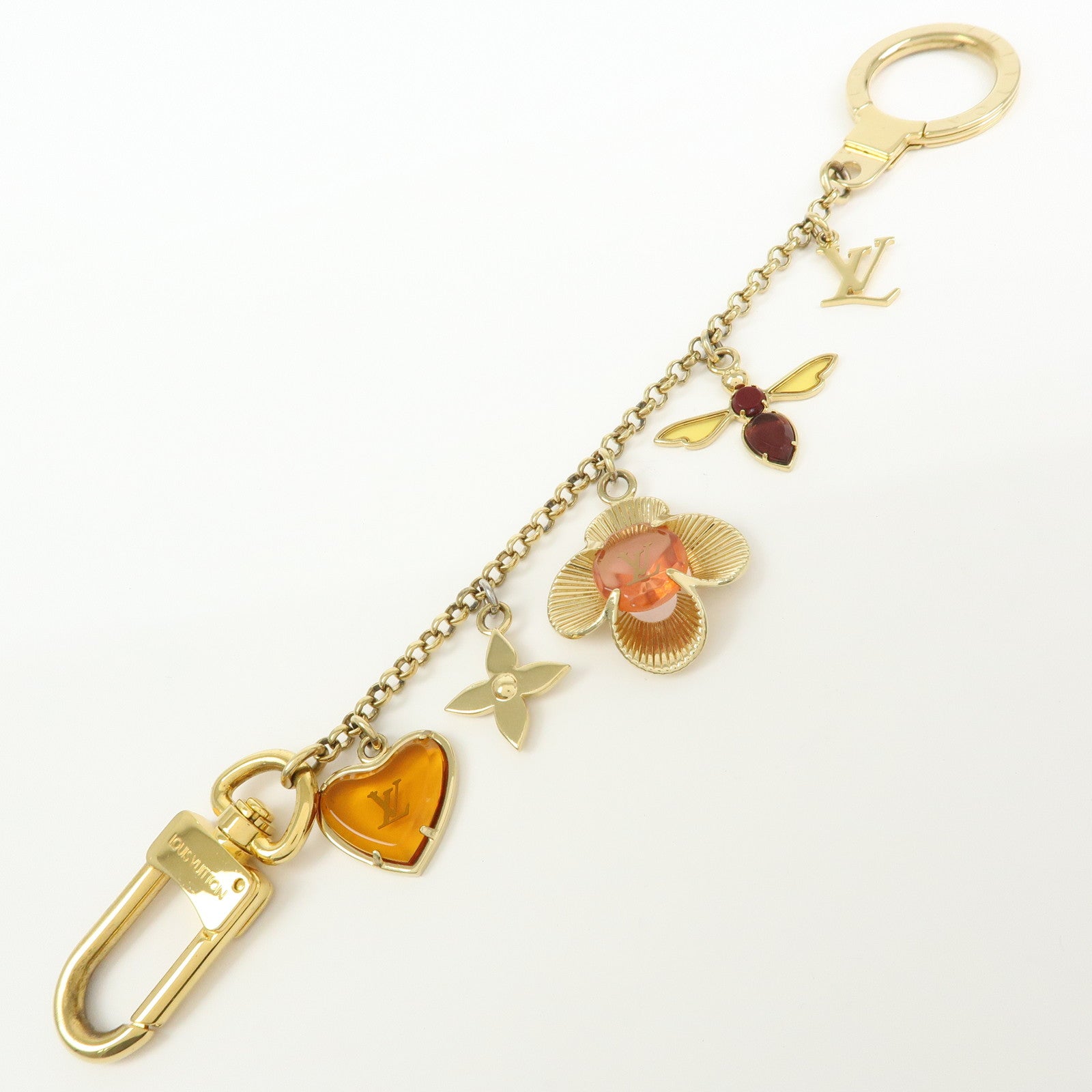 Louis Vuitton Bijou Sac Chaine Bee Fleur Bag Charm Gold M66911