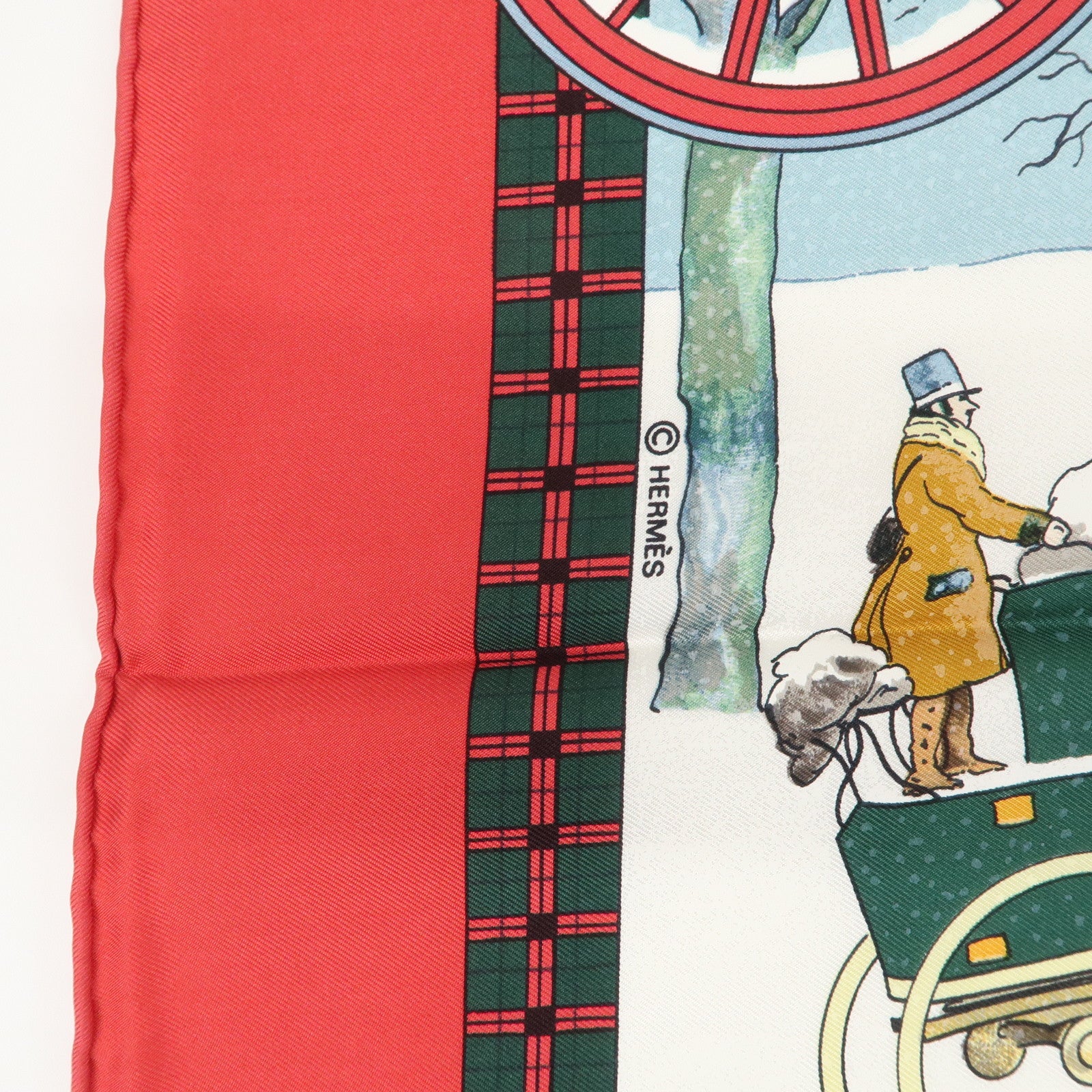 HERMES Carre 90 Silk 100% L'HIVER EN POSTE Scarf