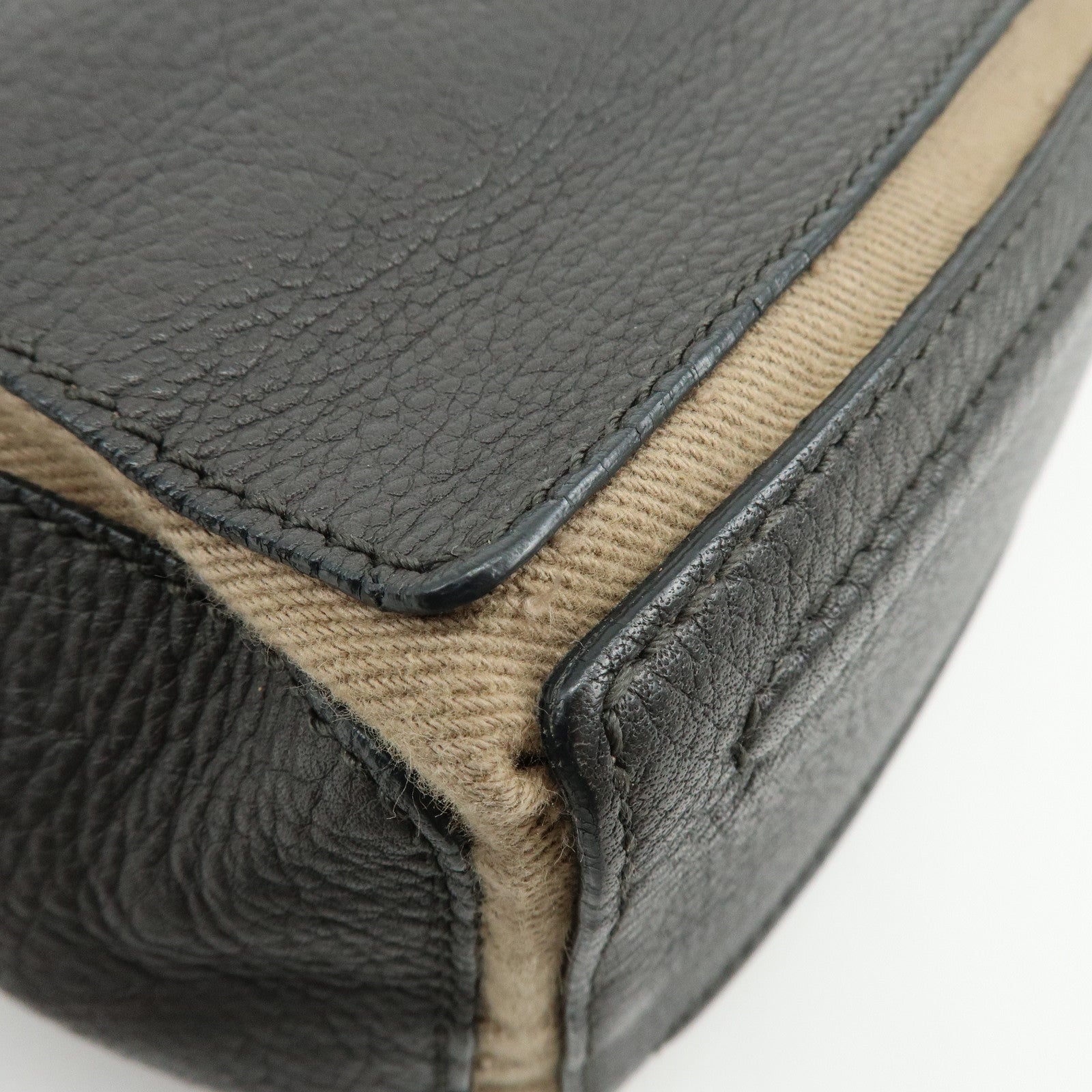 SAINT LAURENT PARIS Muse Leather Canvas Shoulder Bag Dark Brown