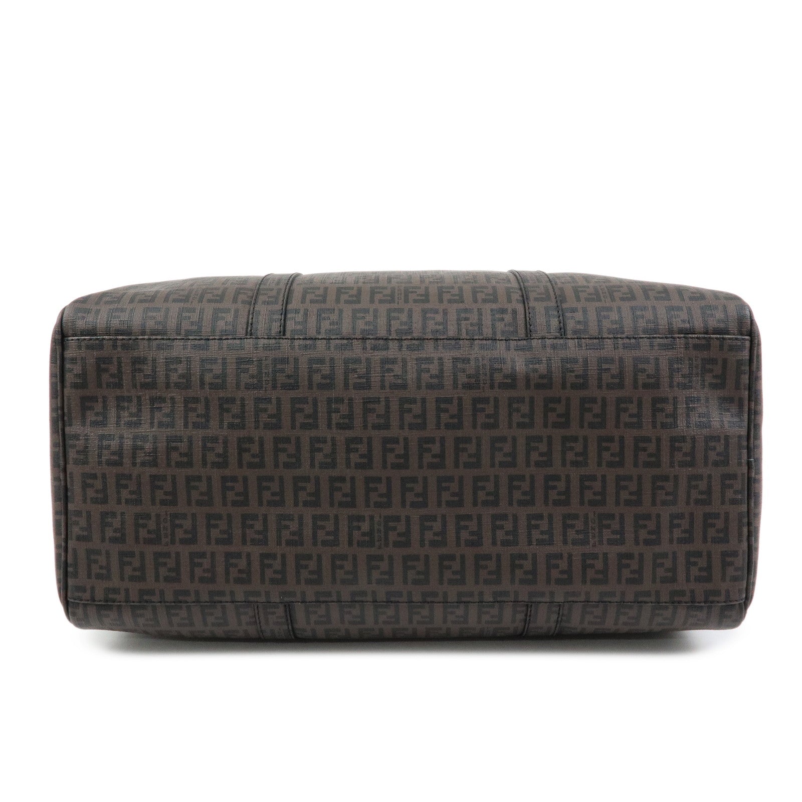FENDI Zucchino PVC Boston Bag Hand Bag Brown 8BL099