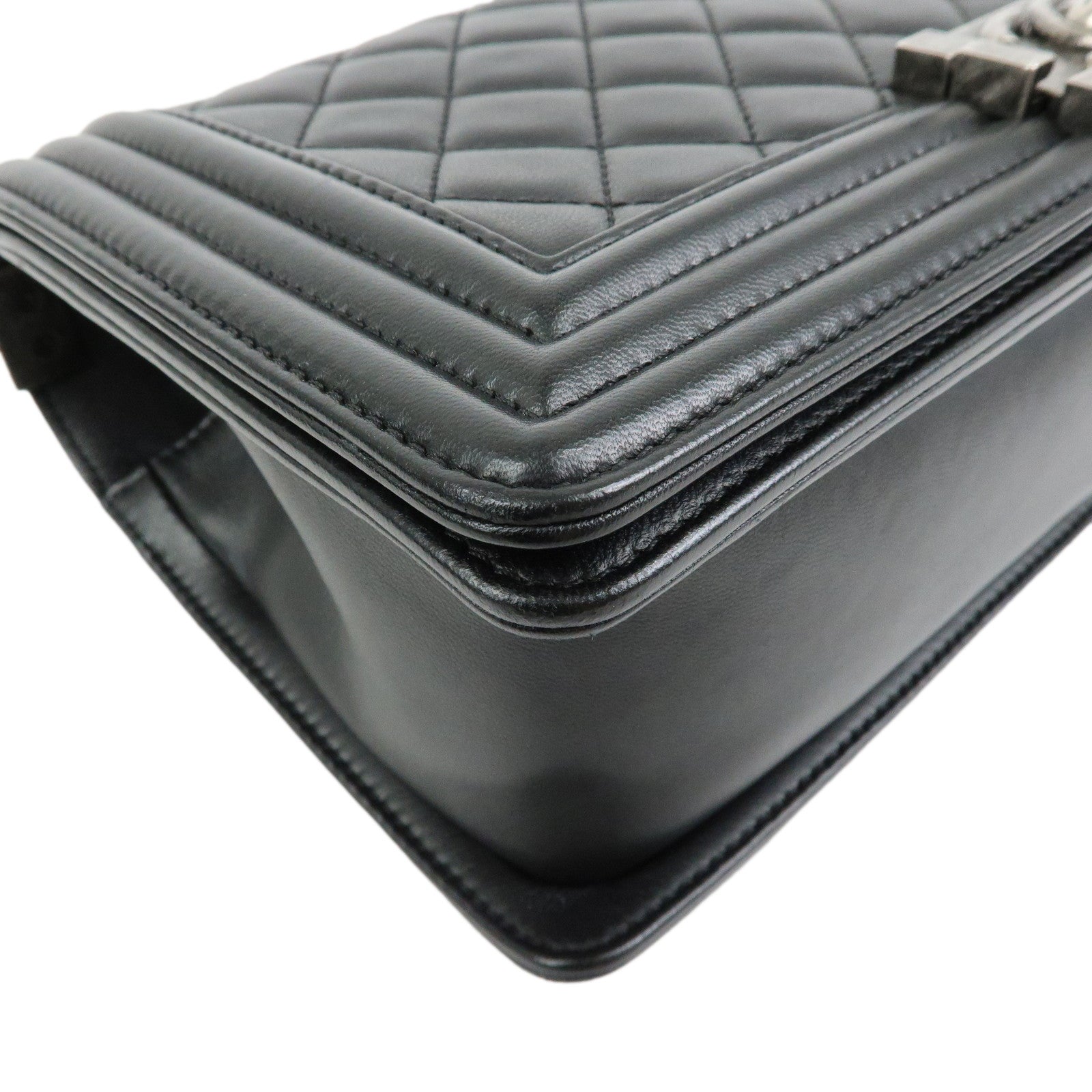 CHANEL Boy CHANEL Lamb Skin Chain Shoulder Bag Crossbody Bag Black