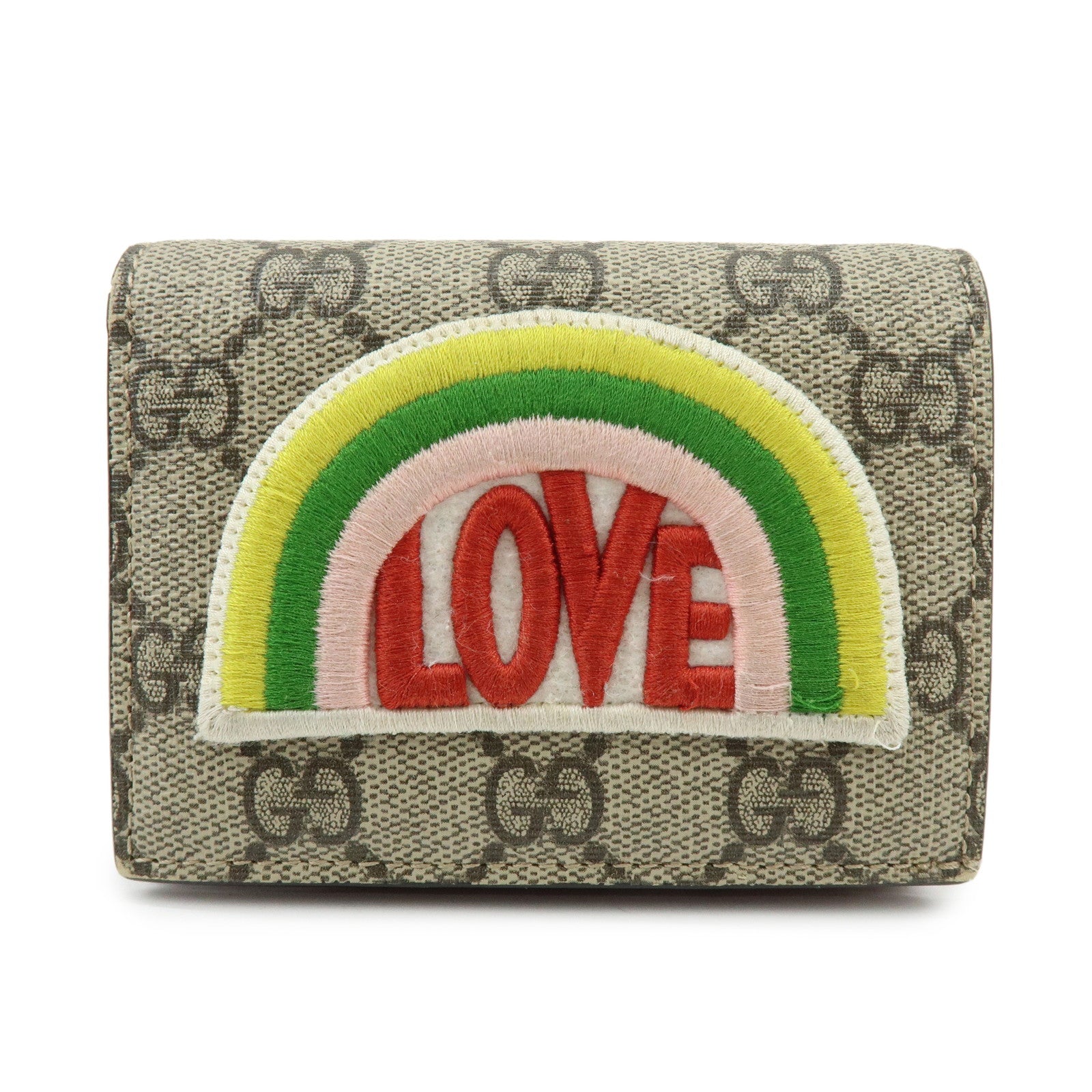 GUCCI LOVE Rainbow GG Supreme PVC Leather Compact Wallet 476412
