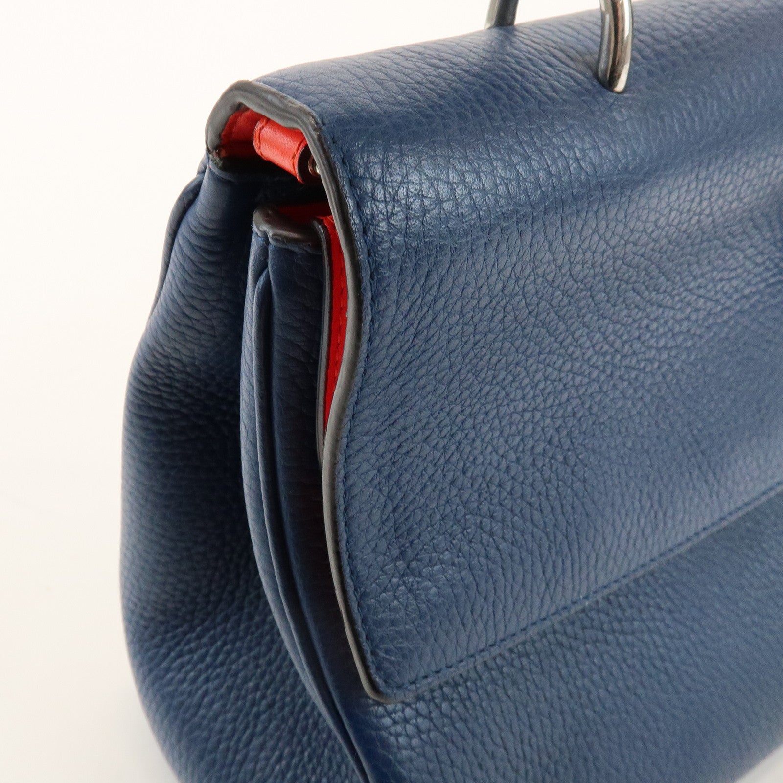 Christian Dior 2Way Leather Hand Bag Top Handle Bag Blue