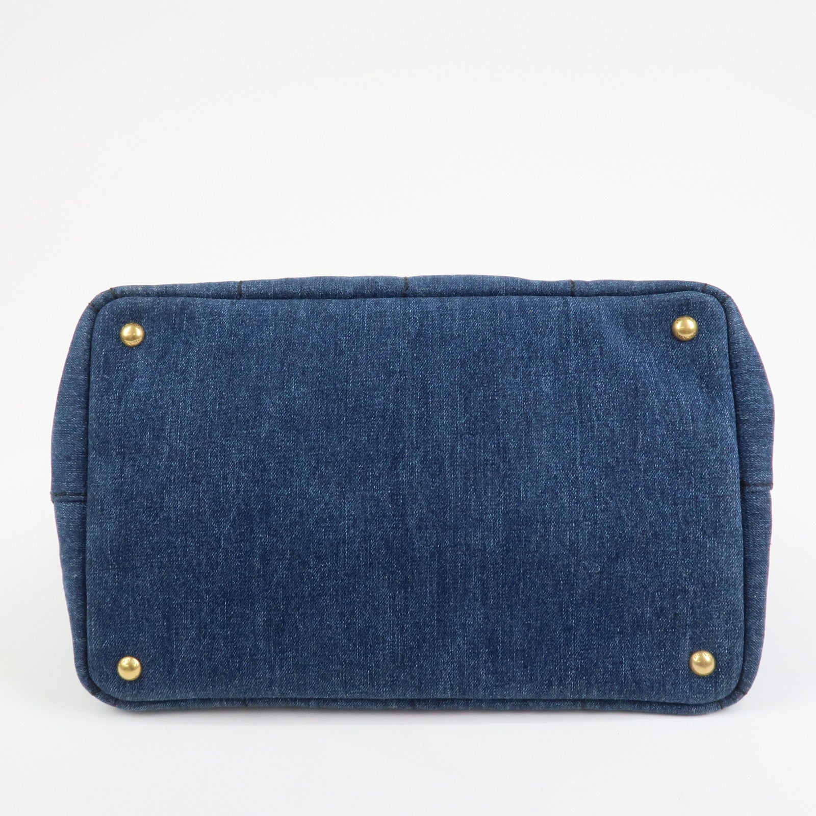 PRADA Logo Canapa Canvas Denim 2way Bag Hand Bag Blue B1877B