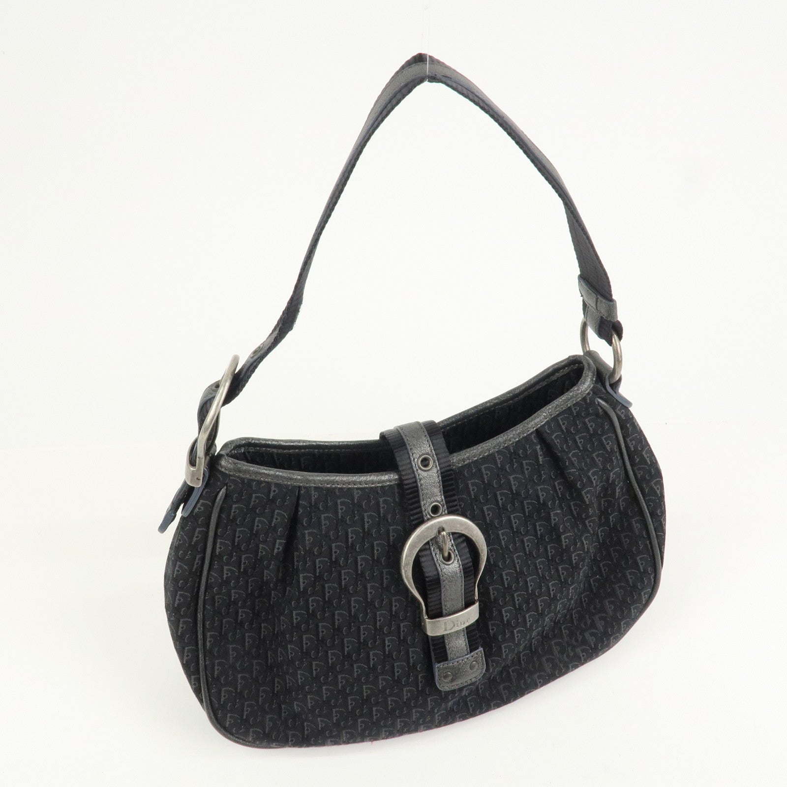 Christian Dior Trotter Canvas Leather Shoulder Bag Hand Bag Black