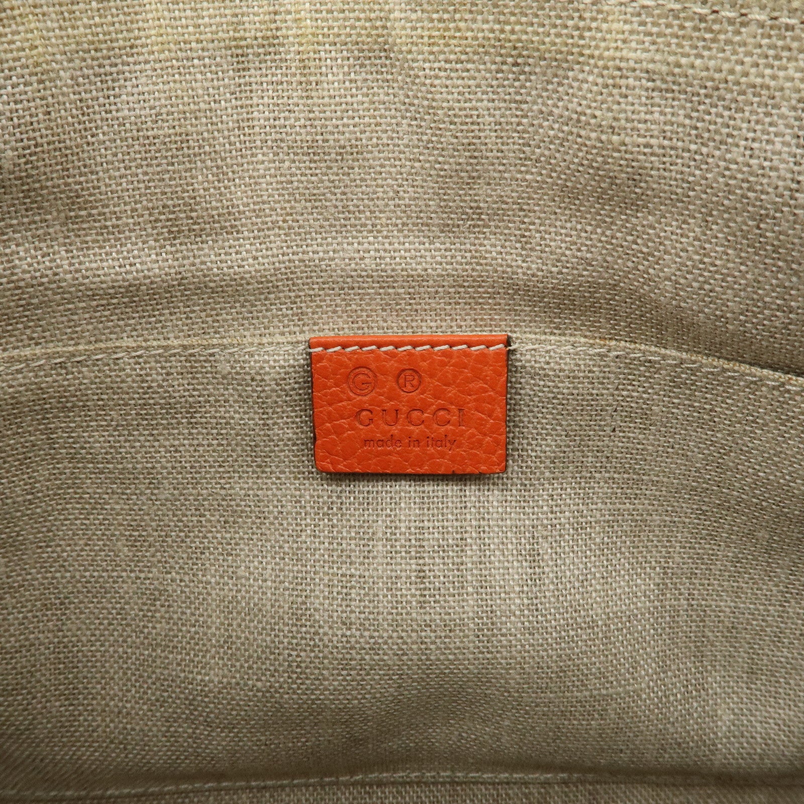 GUCCI Bamboo Logo Leather Clutch Bag Pouch Orange 449653