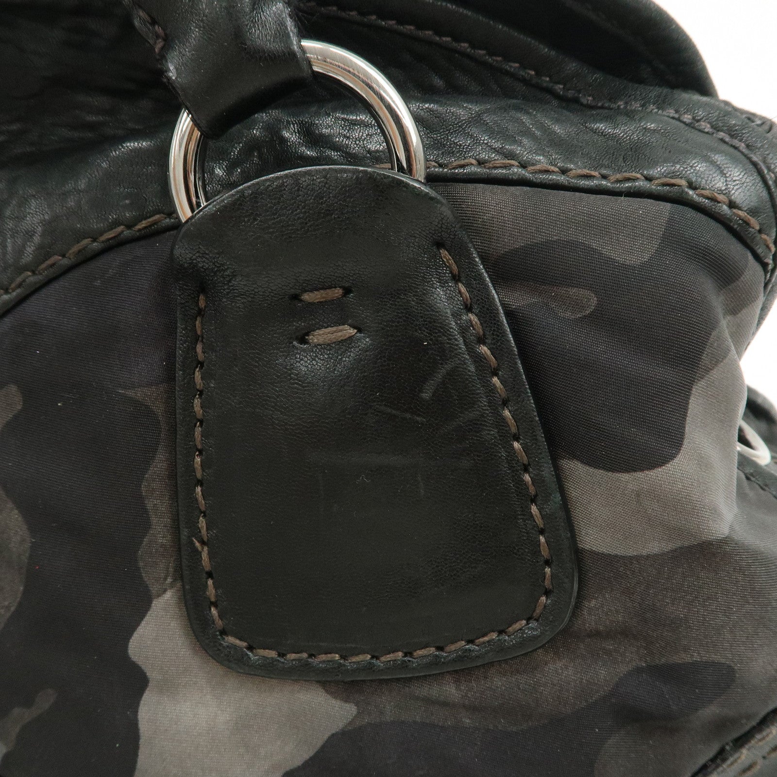 PRADA Nylon Leather 2Way Hand Shoulder Bag Black Camouflage BL0688
