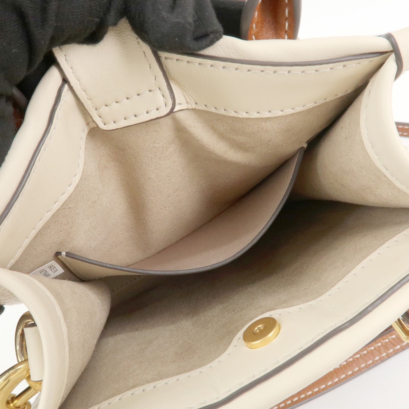 TORY BURCH Leather 2Way Shoulder Bag Hand Bag Beige 87146