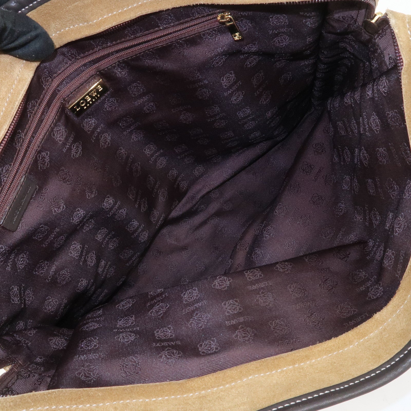 LOEWE Anagram Amazona 40 Suede Leather 2Way Bag Hand Bag Brown