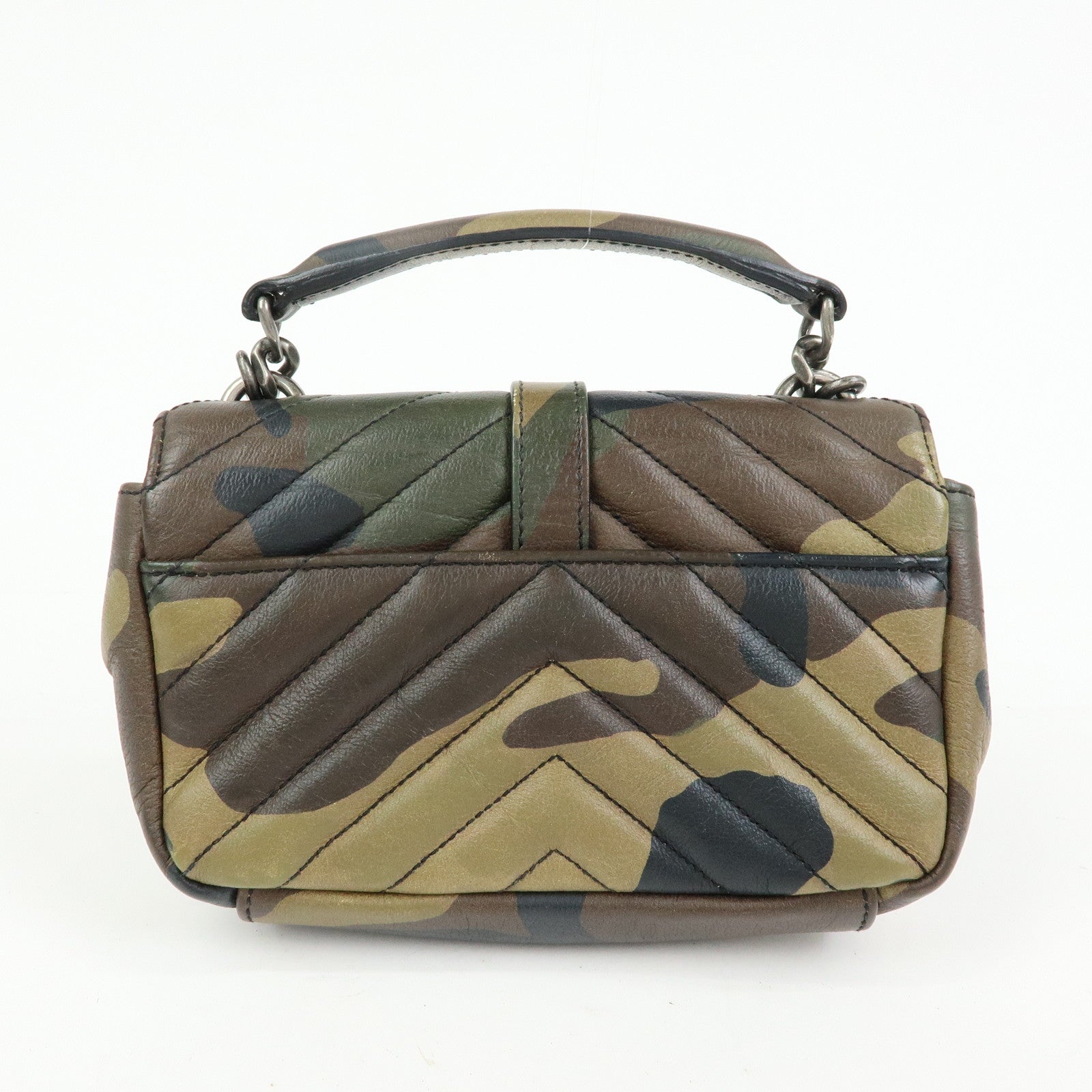 SAINT LAURENT PARIS College Mini Chain Shoulder Hand Bag Camouflage