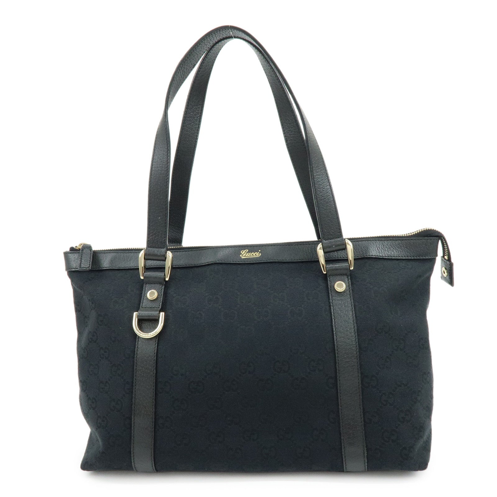 GUCCI Abbey GG Canvas Leather Tote Bag Shoulder Bag Black 141470