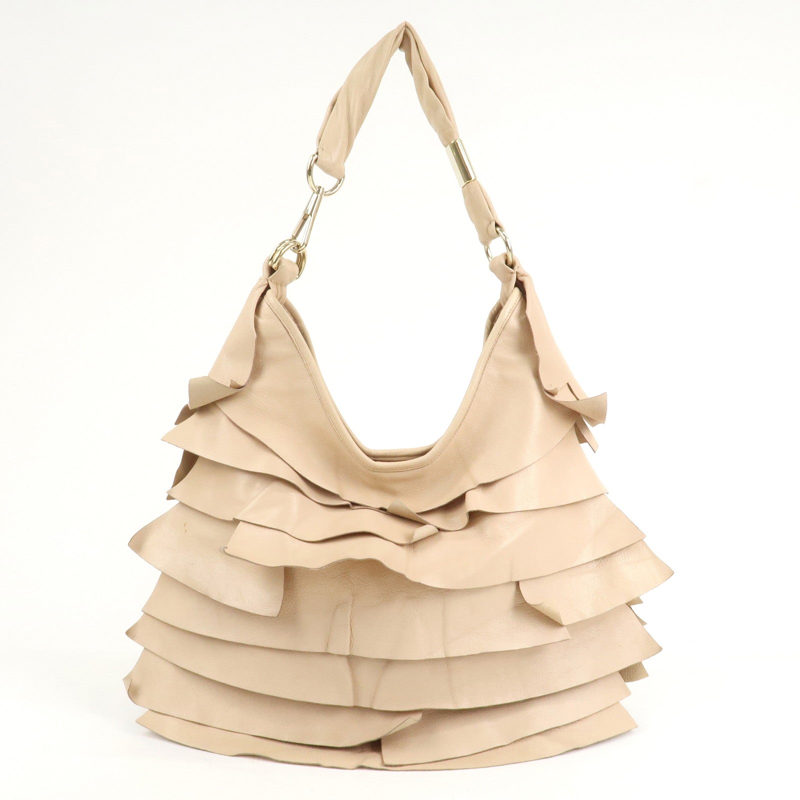 SAINT LAURENT PARIS Leather Saint Ropez Shoulder Bag Beige 121634