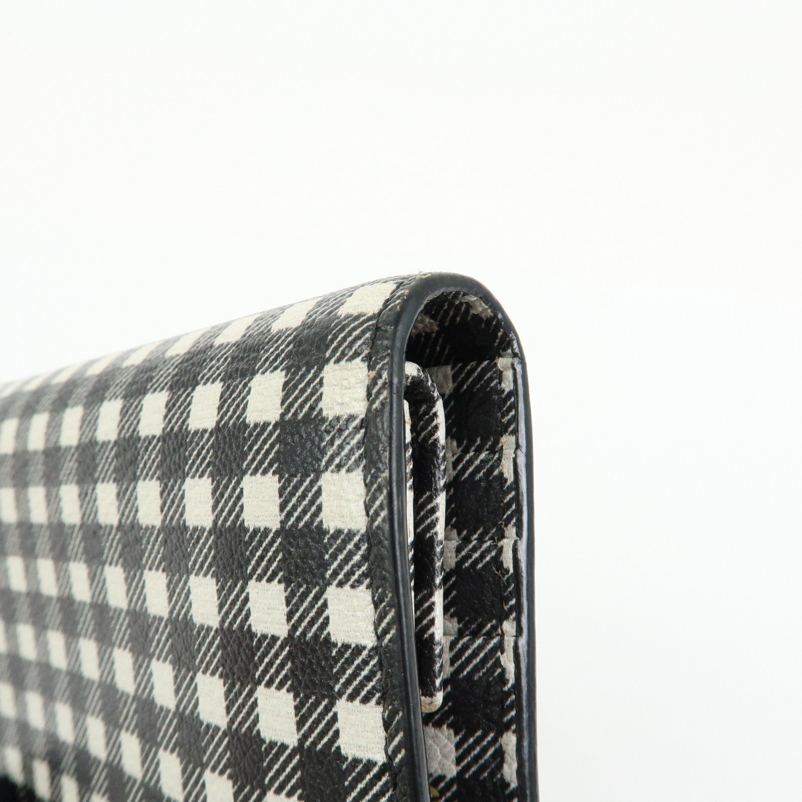 MIU MIU PVC Gingham Bi-fold Compact Wallet Black White 5MV204