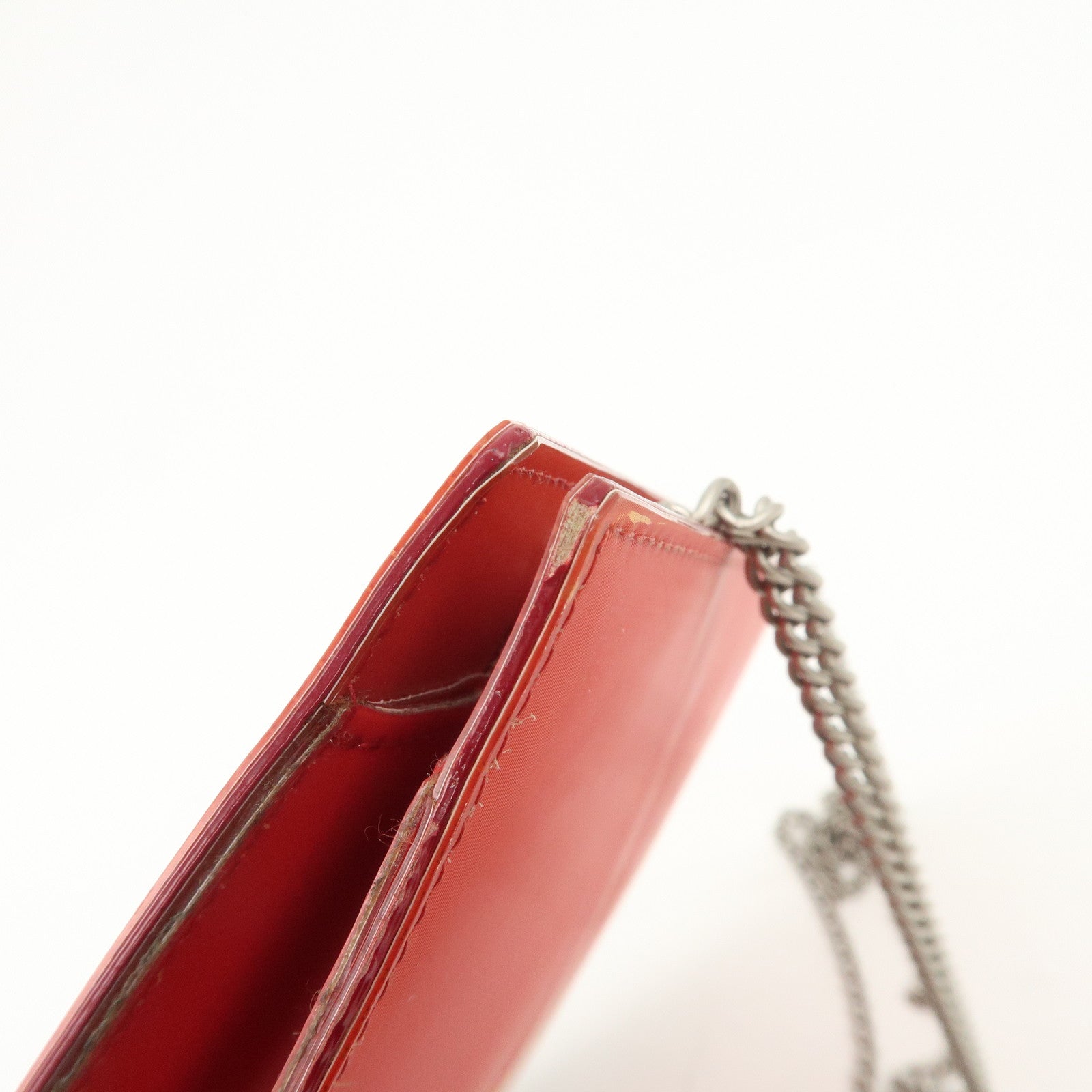 CHANEL COCO Mark Nylon Hologram Chain Shoulder Bag Hand Bag Red