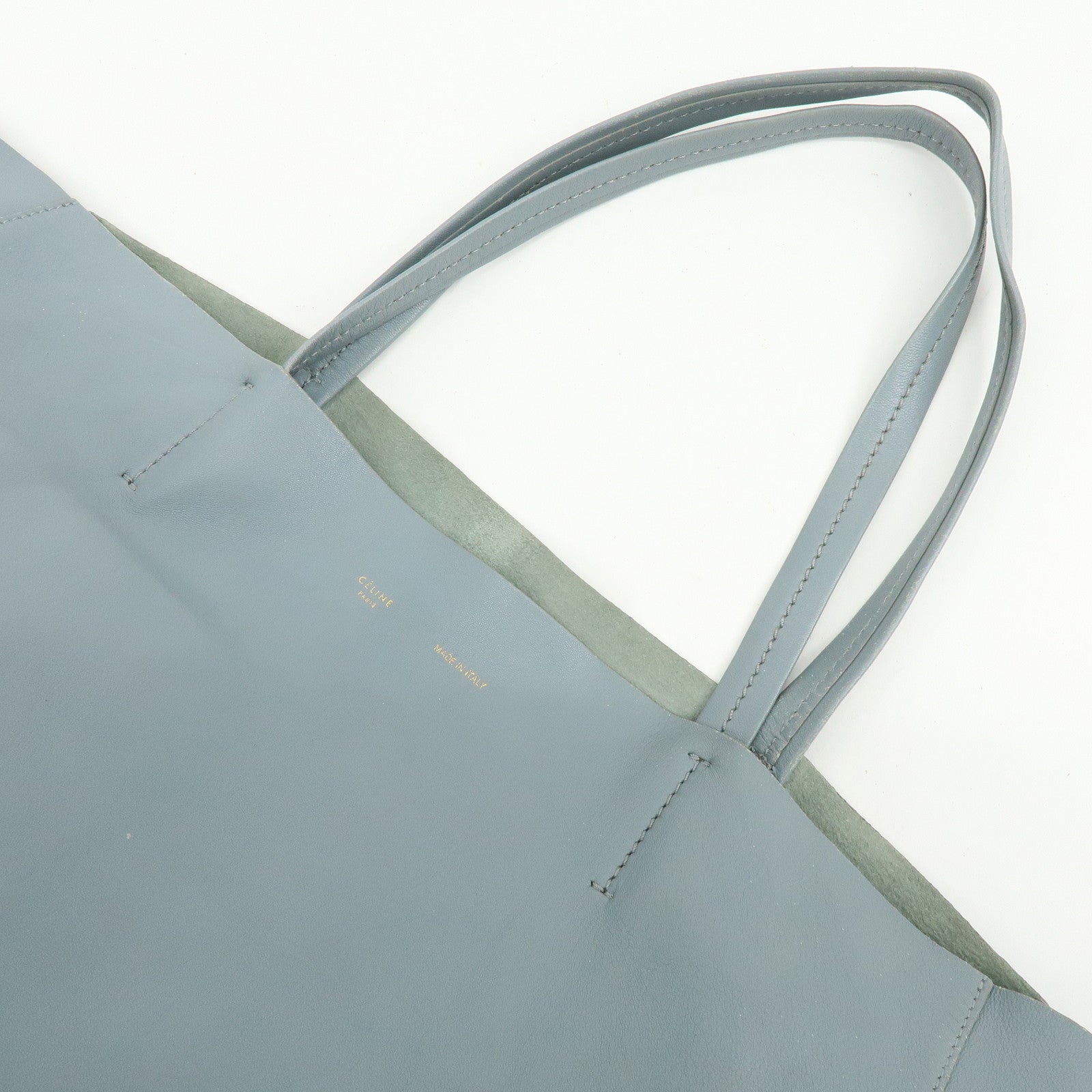 CELINE Horizontal Cabas Leather Tote Bag Shoulder Bag Light Blue