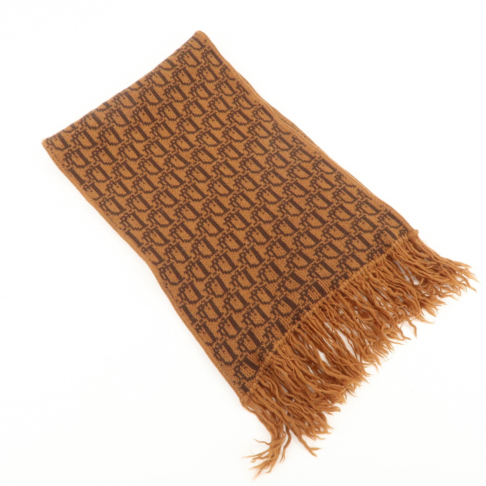 Christian Dior Trotter Wool 100% Scarf Brown