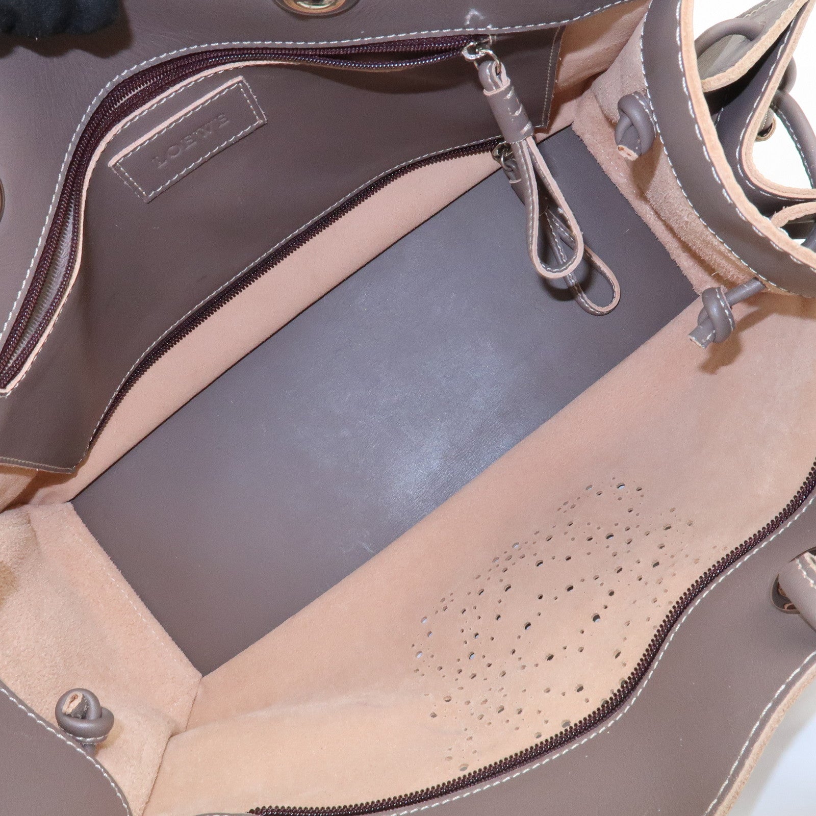 LOEWE Anagram Logo Leather Shopper Tote Bag Shoulder bag Brown