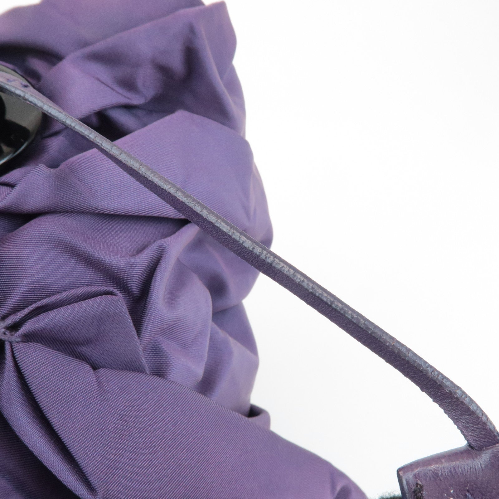 PRADA Triangle Logo Leather Nylon Tote Bag Shoulder Bag Purple Used