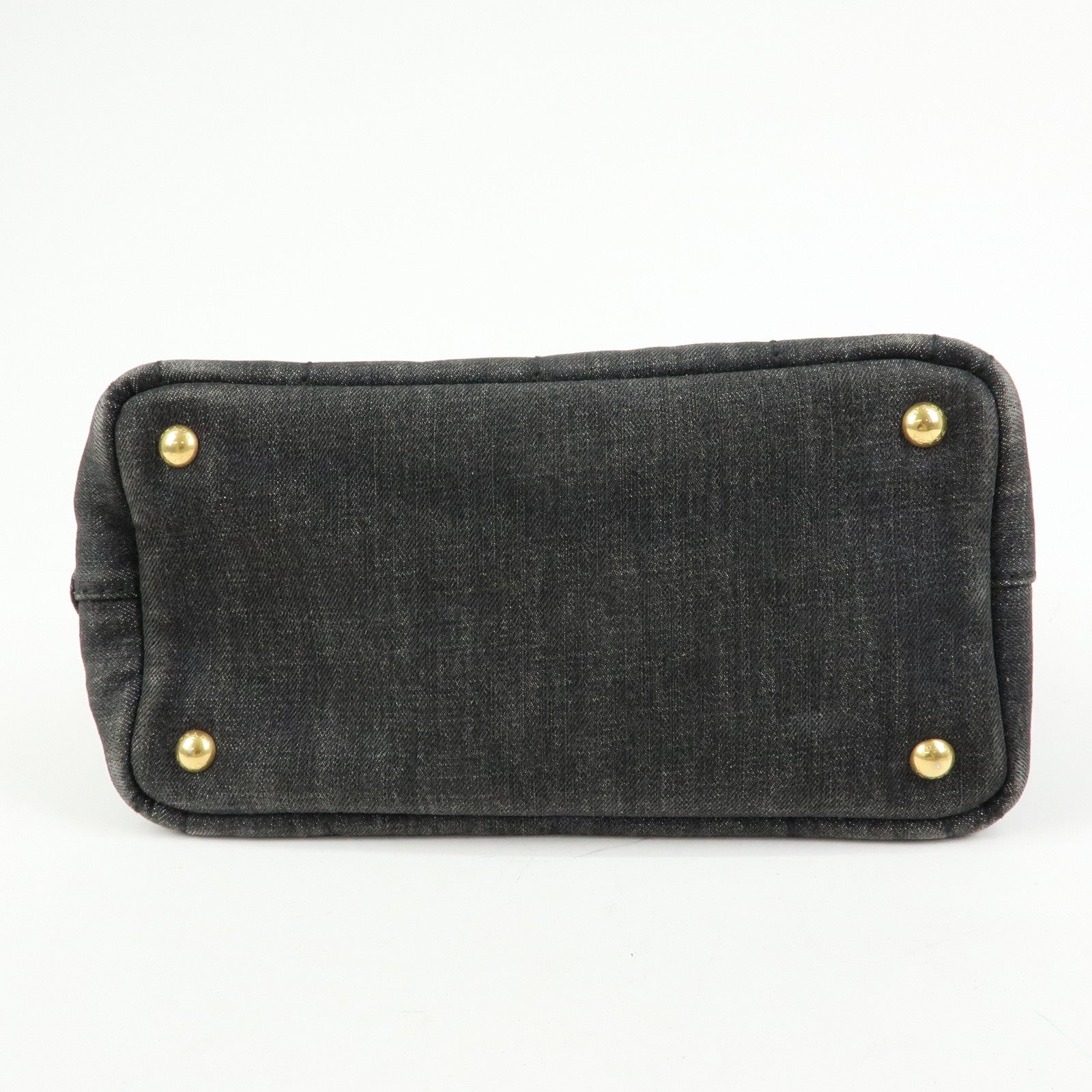 PRADA Triangle Logo Canapa Mini Denim 2Way Hand Bag Black 1BG439