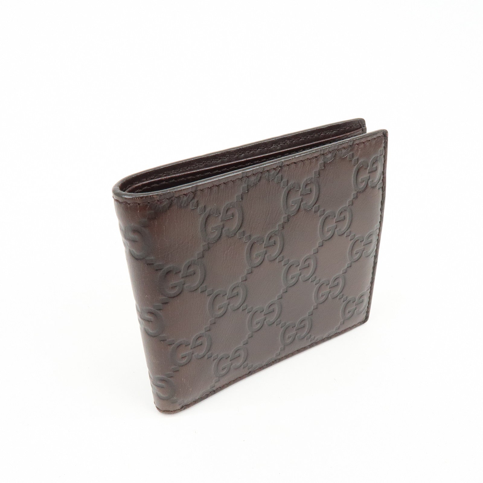 GUCCI Guccissima Leather Bi-fold Compact Wallet Dark Brown 146223