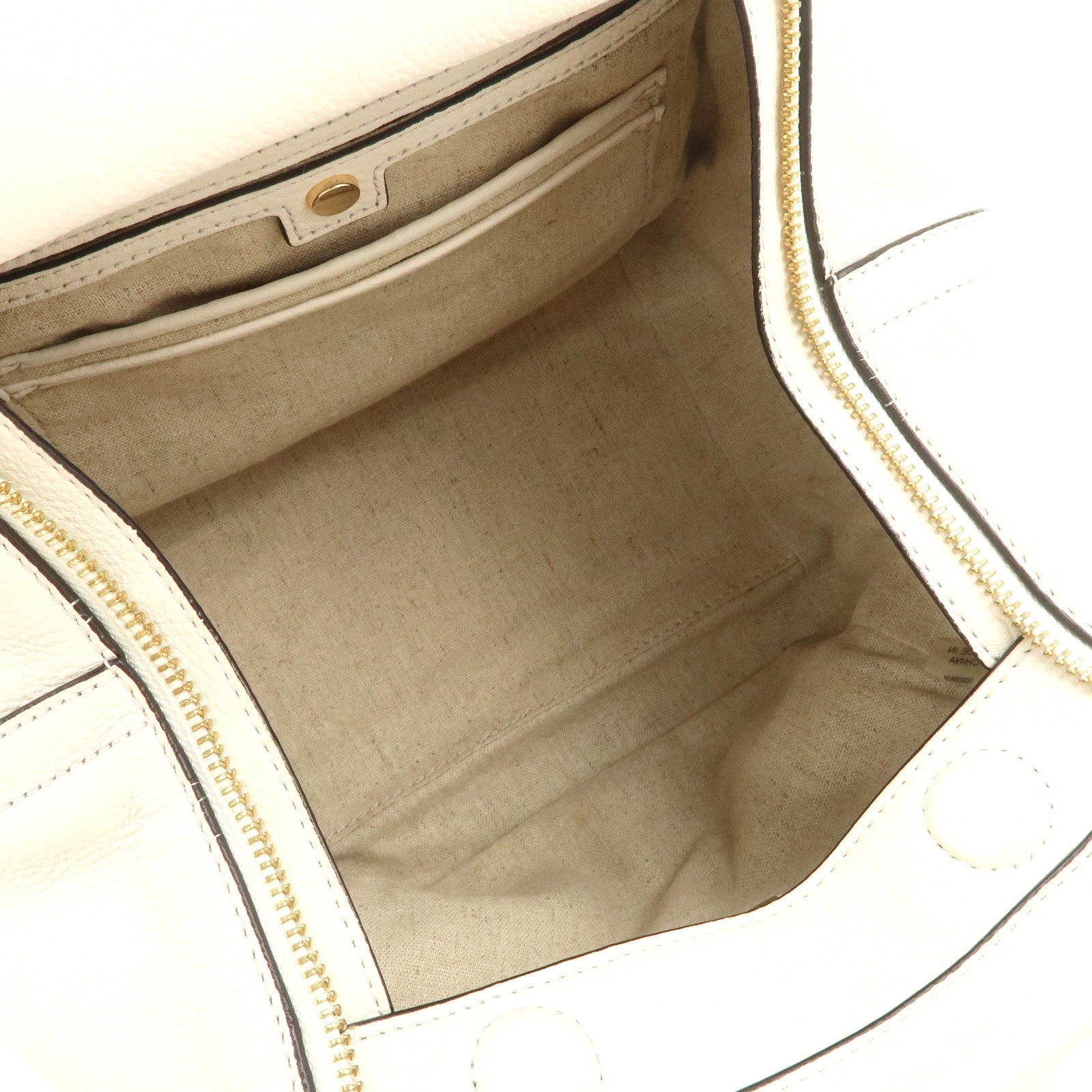 TORY BURCH Logo Leather 2Way Bag Hand Bag Shoulder Bag Ivory