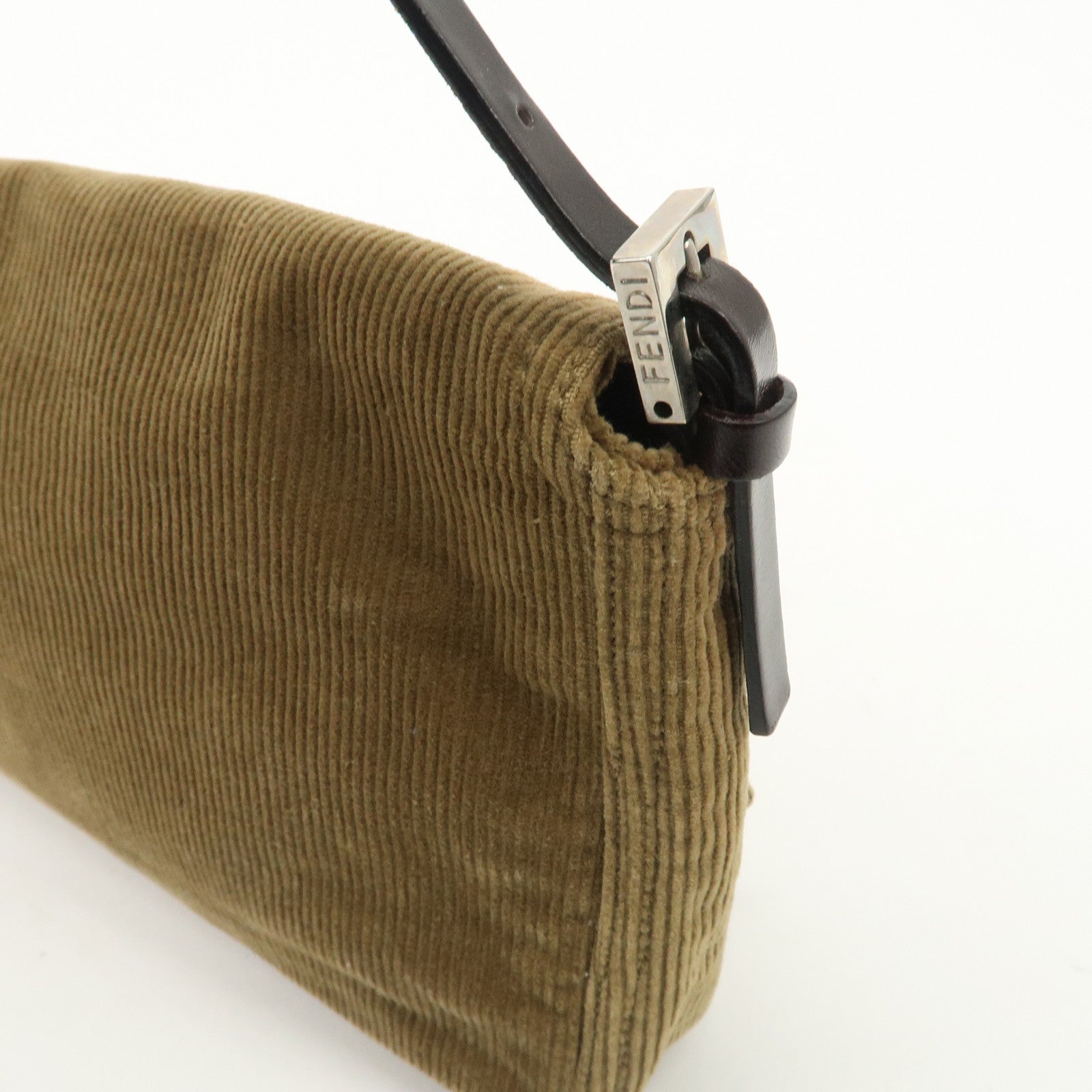 FENDI Logo Corduroy Shoulder Bag Hand Bag Caramel Used