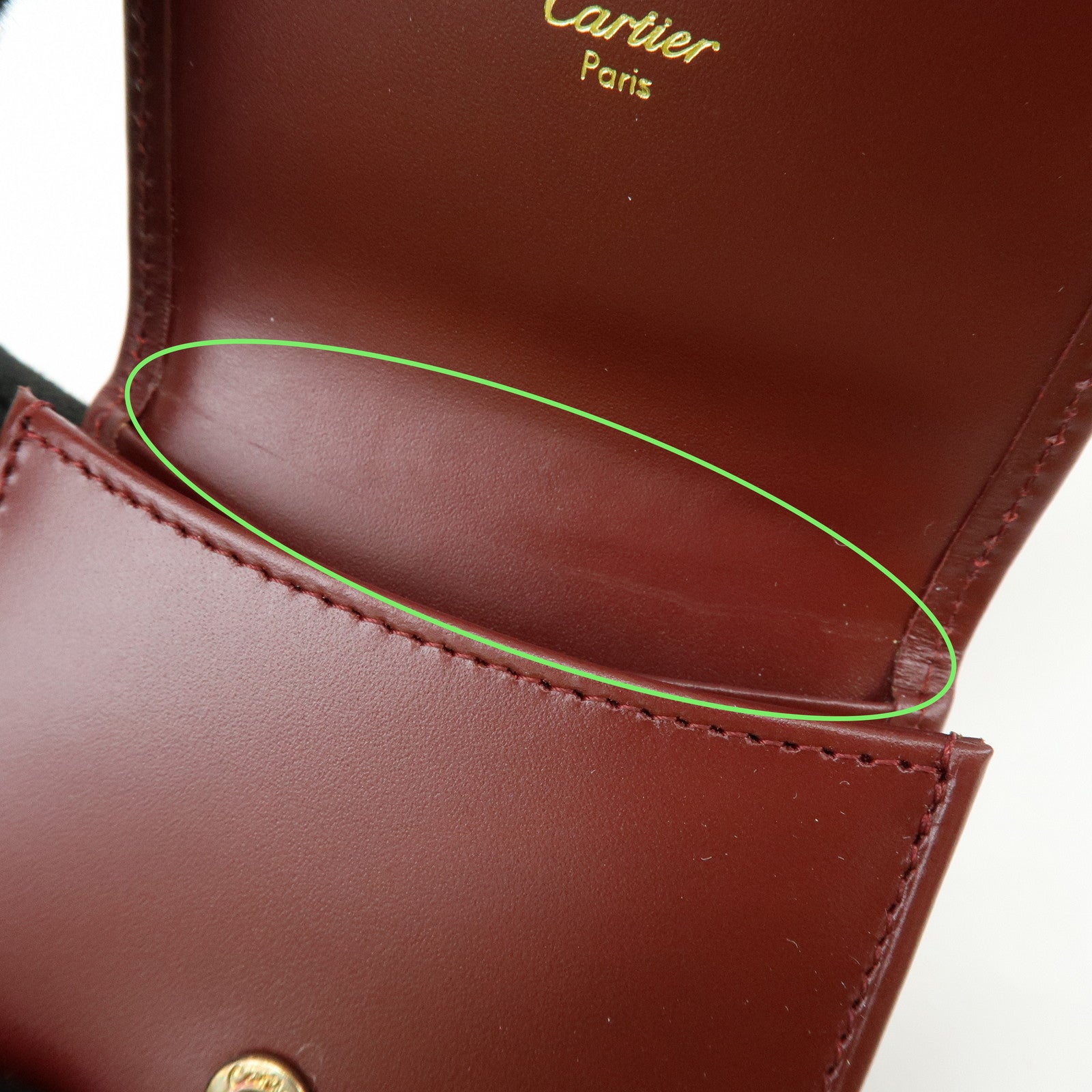 Cartier Must de Cartier Calf Skin Leather Coin Case Bordeaux