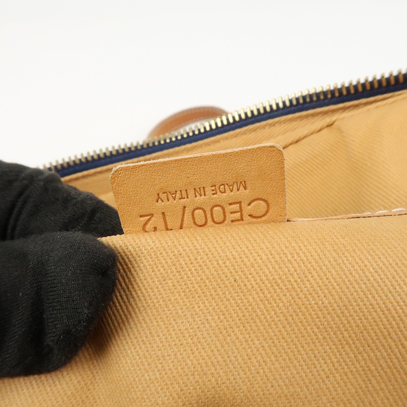 CELINE C Macadam Canvas Leather Shoulder Bag Hand Bag Navy