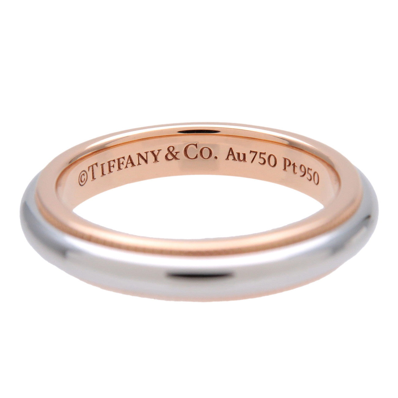 Tiffany & Co Milgrain Band Ring PT950 750YG Platinum US4.5-5