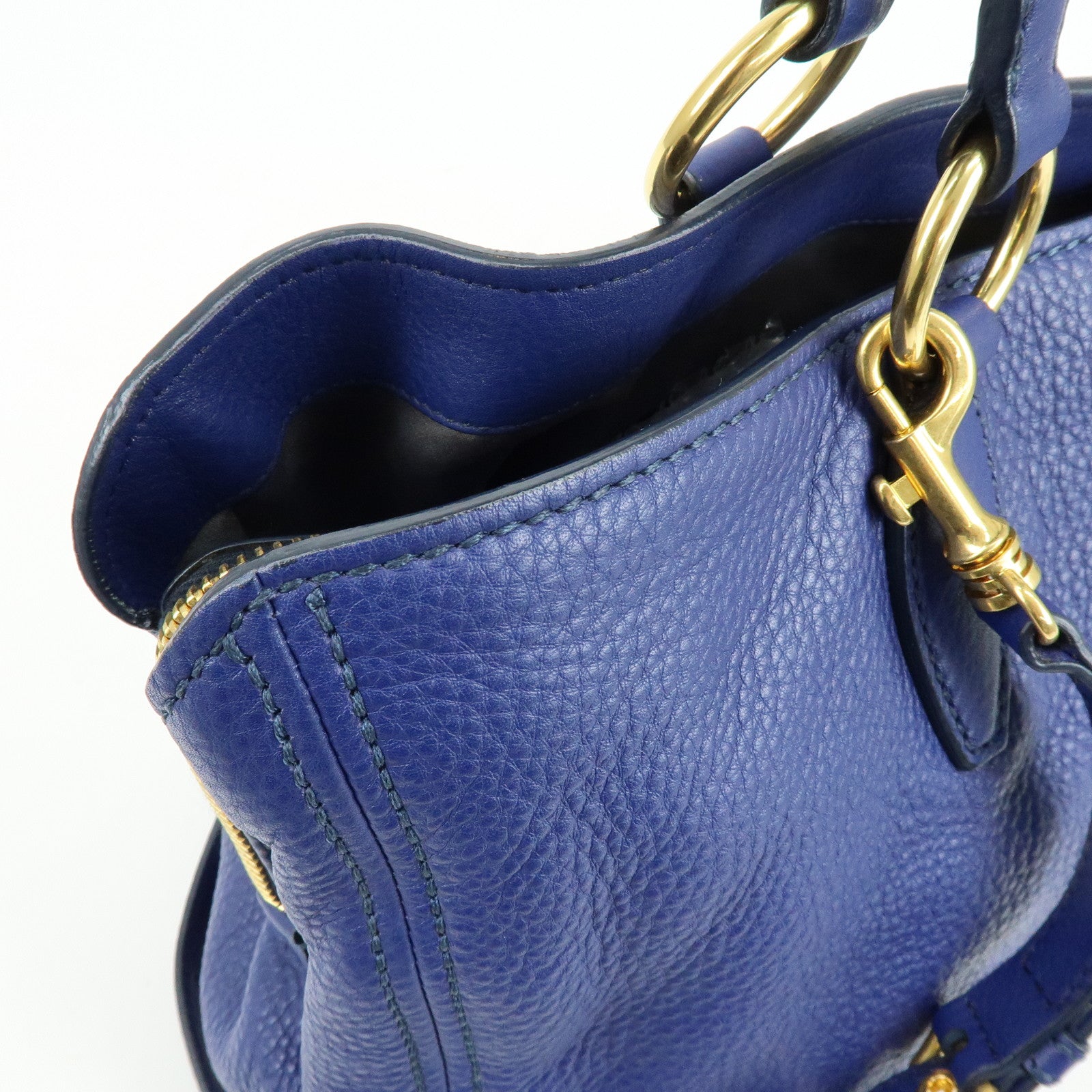 MIU MIU Leather 2Way Bag Hand Bag Shoulder Bag Blue