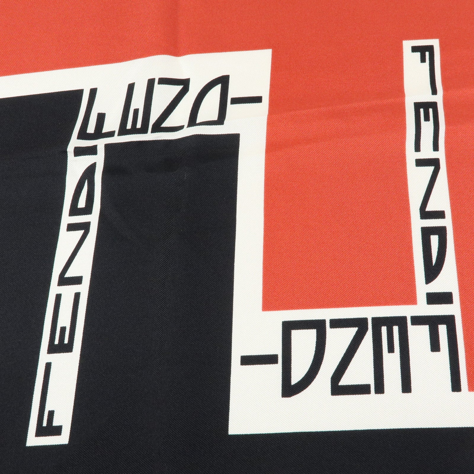 FENDI Zucca Silk 100% Scarf White Black Brown Red