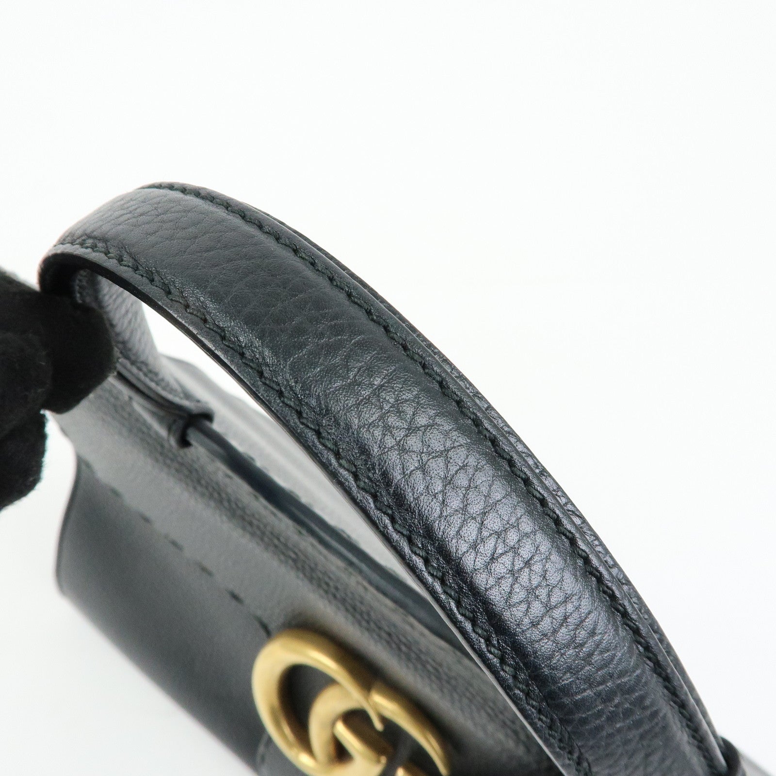 GUCCI Double G Calf Leather 2Way Bag Shoulder Bag Black 421890