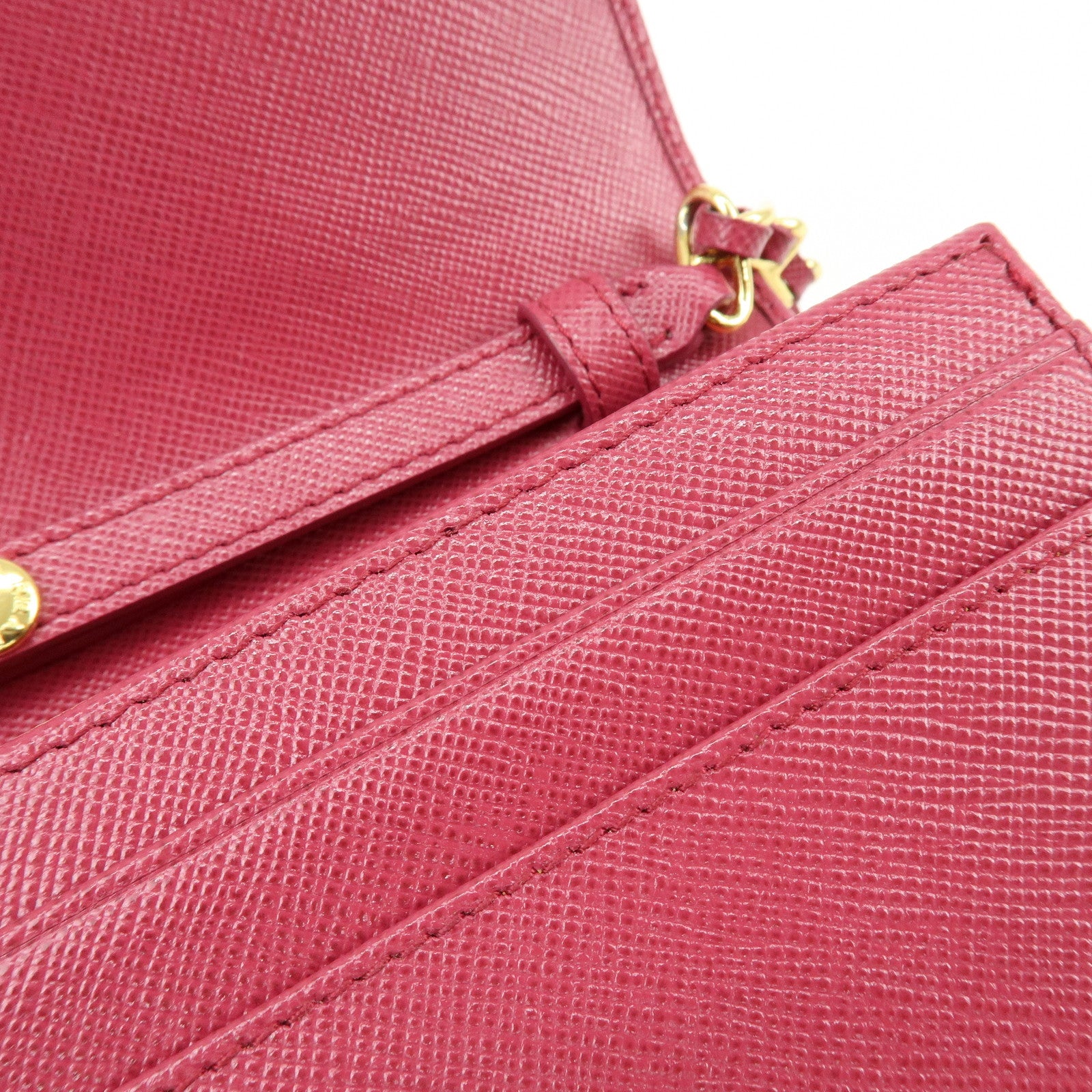 PRADA Saffiano Leather Chain Wallet WOC Pink 1M1290