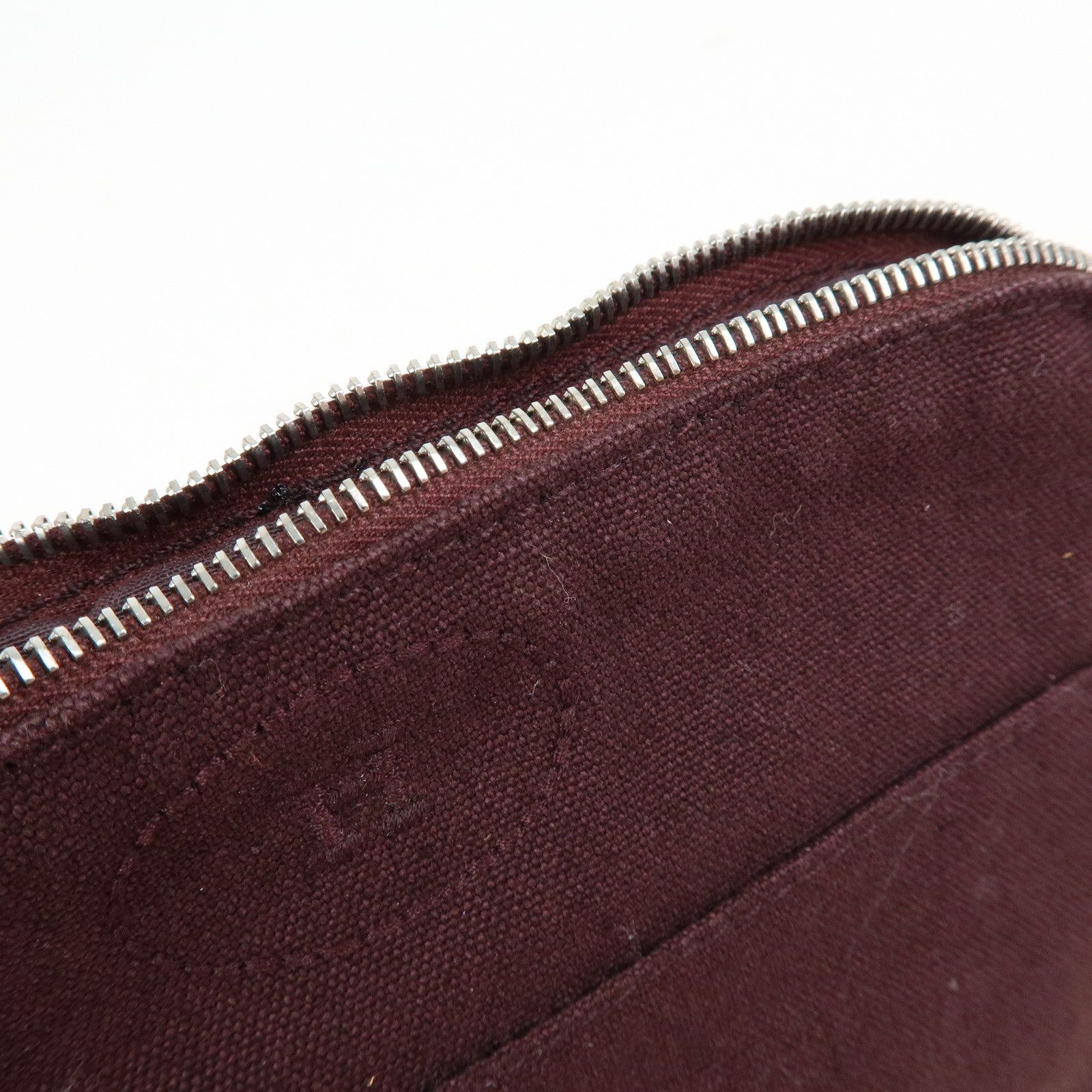 HERMES Cotton Leather Bolide Pouch Mini Bordeaux