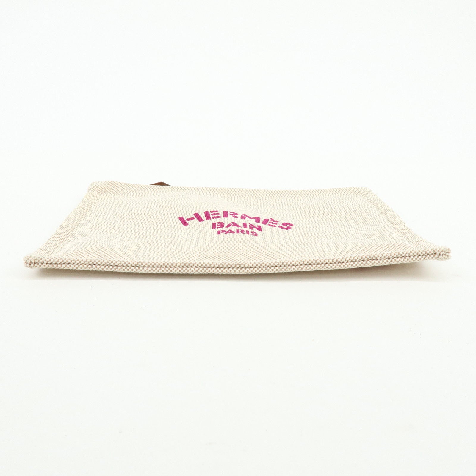 HERMES New Yachting PM Canvas Leather Flat Pouch Beige Purple
