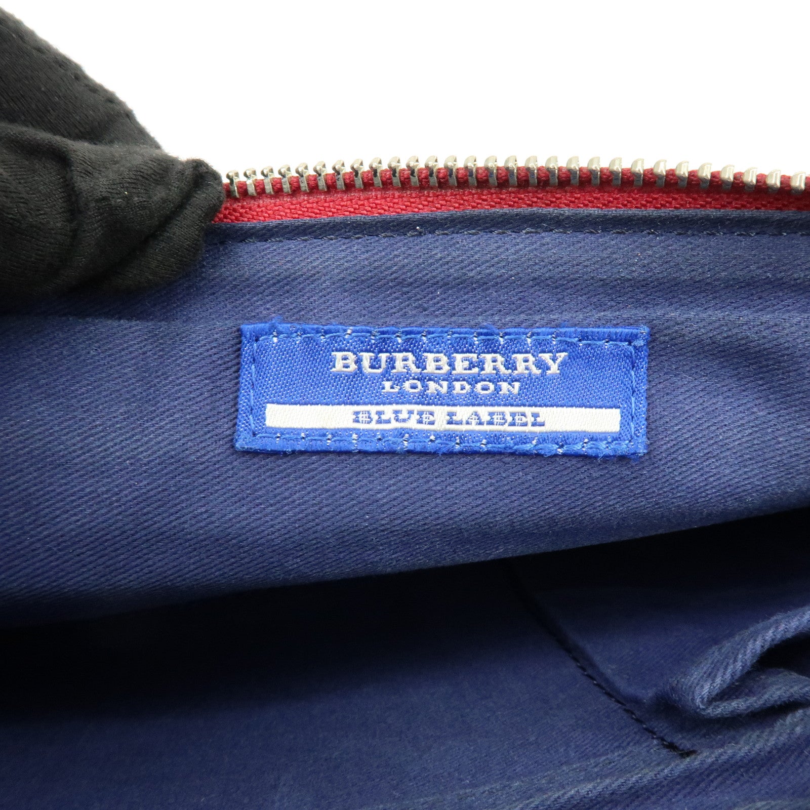 BURBERRY Blue Label Denim Leather 2Way Shoulder Hand Bag Blue Red