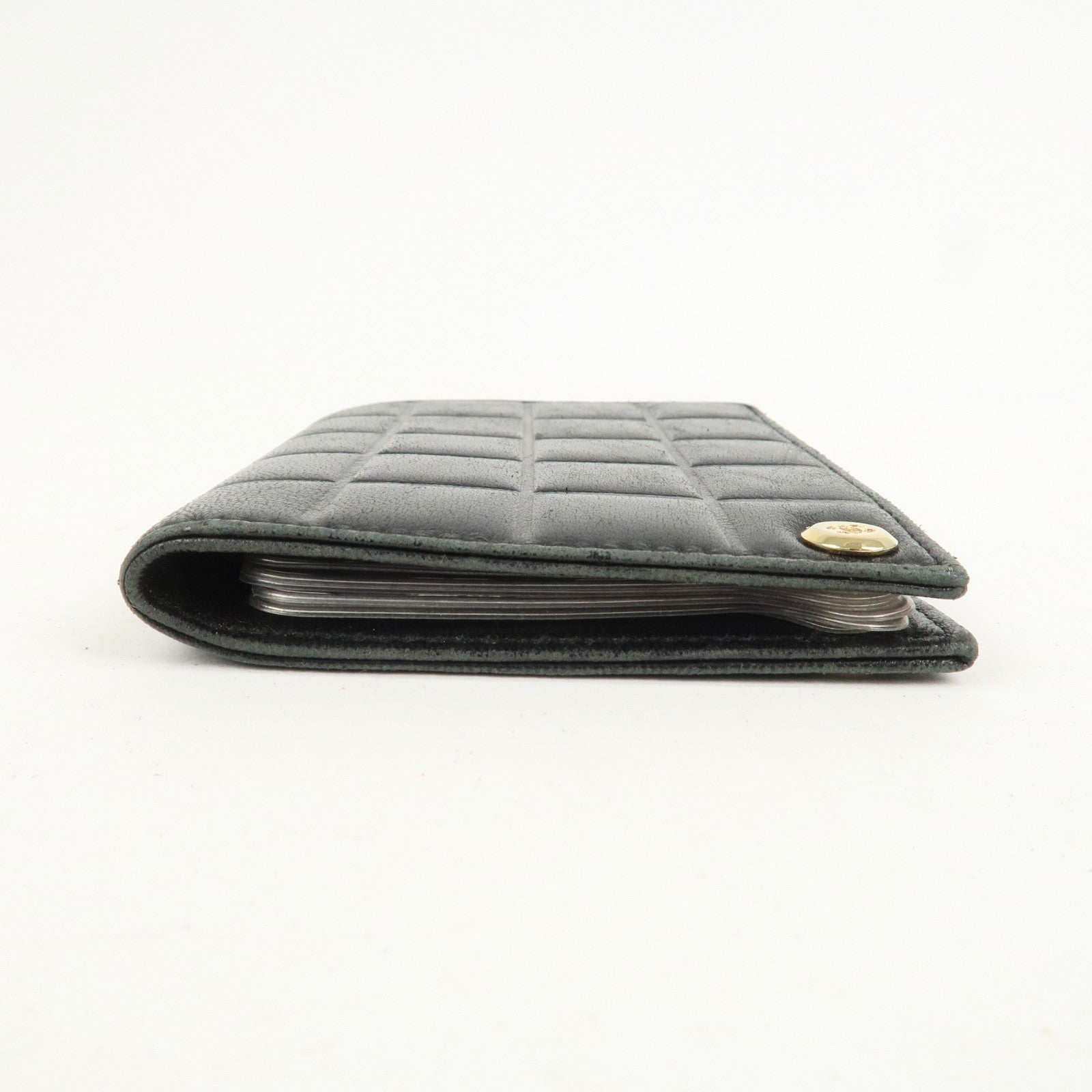 CHANEL Chocolate Bar Lamb Skin Card Case Card Holder Black