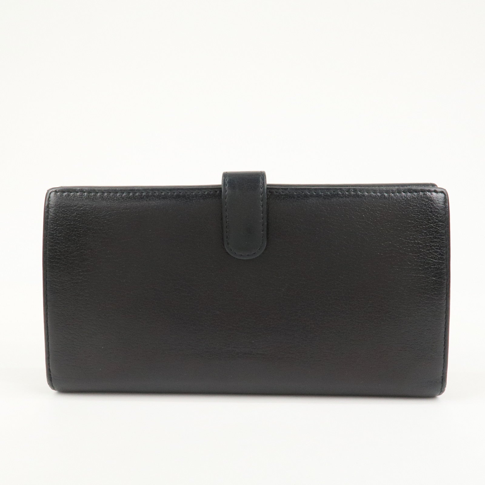 CHANEL Camellia COCO Mark Leather Bi-fold Long Wallet Black