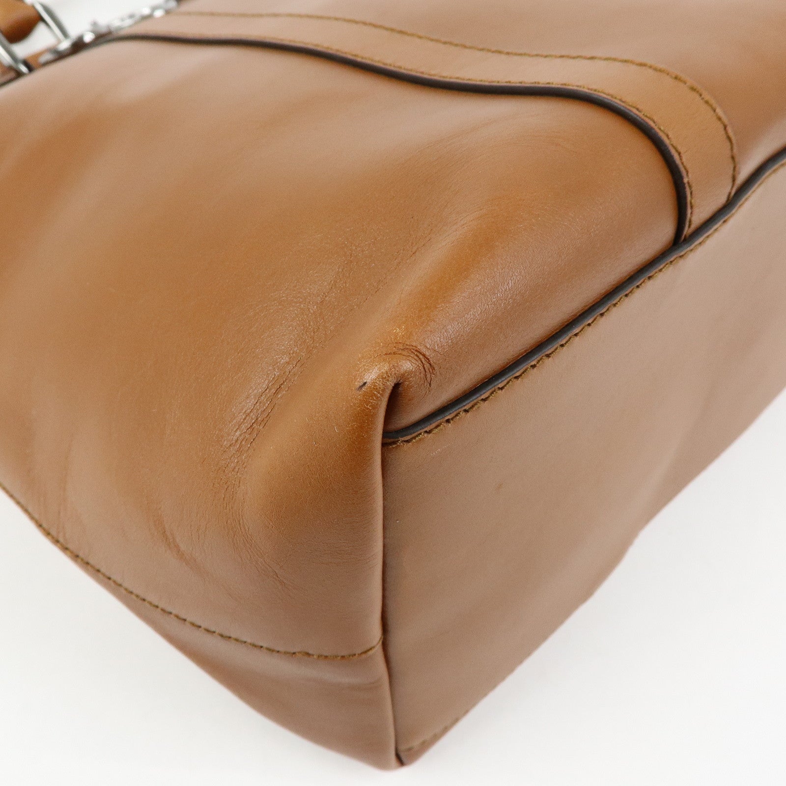 GUCCI Interlocking G Leather 2Way Hand Shoulder Bag Brown 341503
