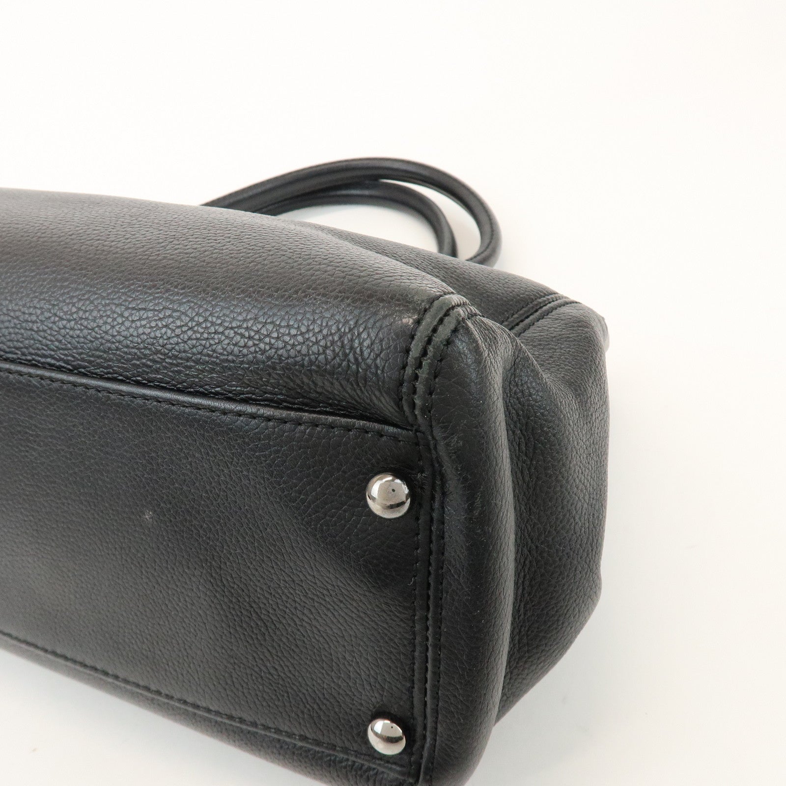 CHANEL 2.55 Calf Leather Executive Tote Bag Hand Bag Black