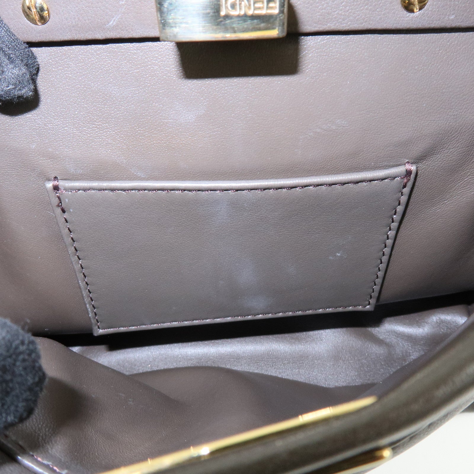 FENDI Mini Peekaboo Leather 2Way Bag Shoulder Bag Greige 8BN244