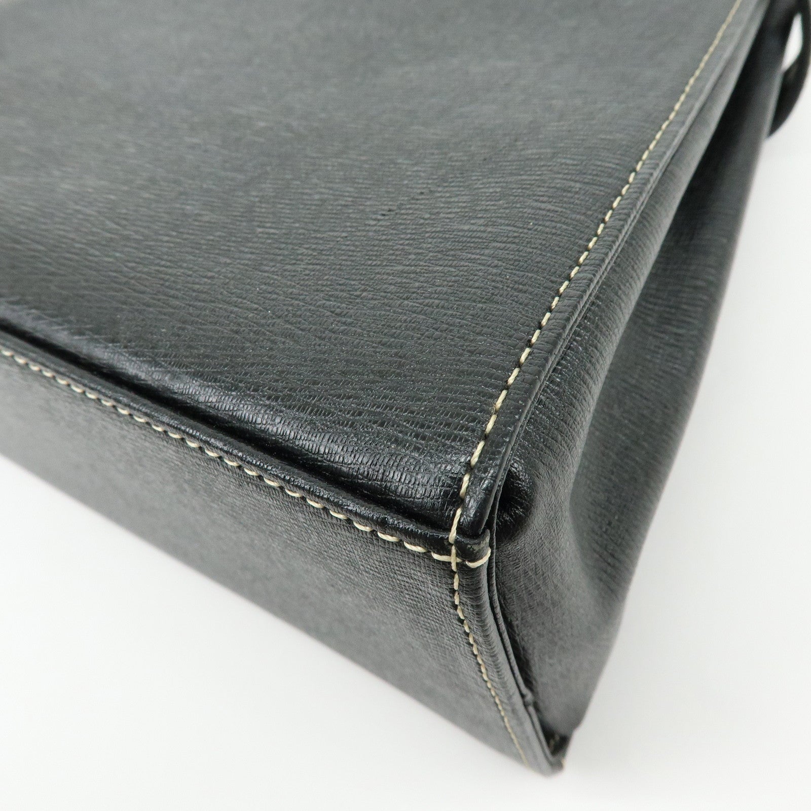 BURBERRY Logo Leather Hand Bag Black