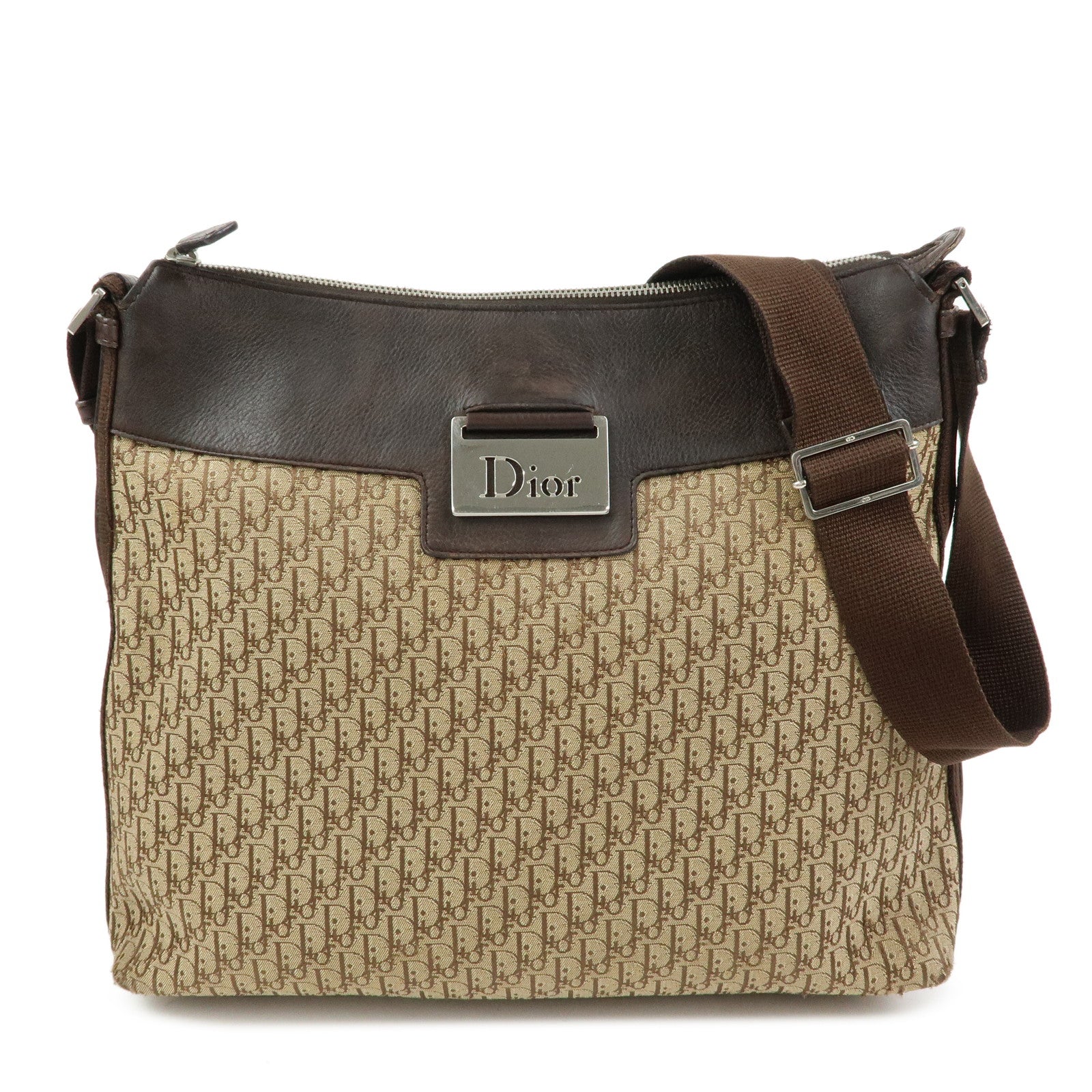 Christian Dior Street Chic Trotter Canvas Leather Shoulder Bag