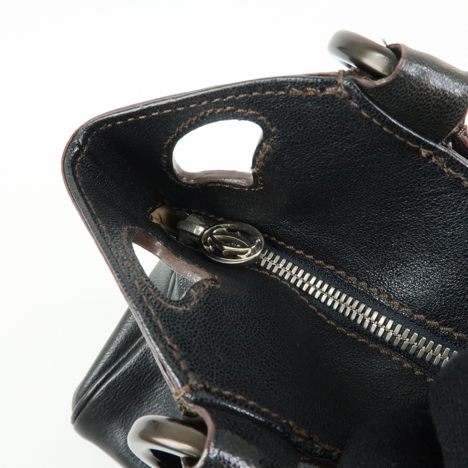 Cartier Marcello de Cartier Leather Hand Bag Tote Bag Black
