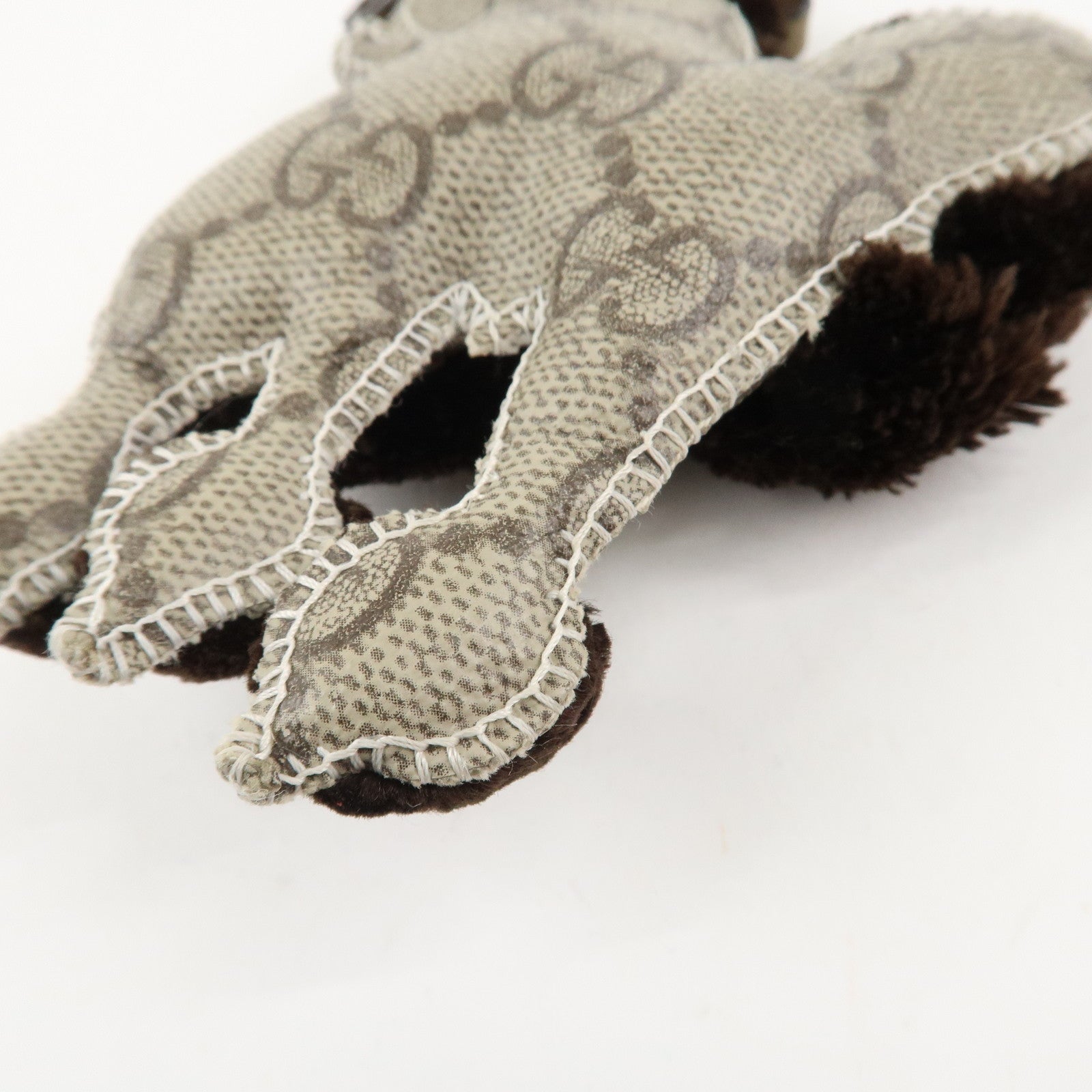 GUCCI Gucciori Leather GG Supreme Bag Charm Poodle Beige Brown Used