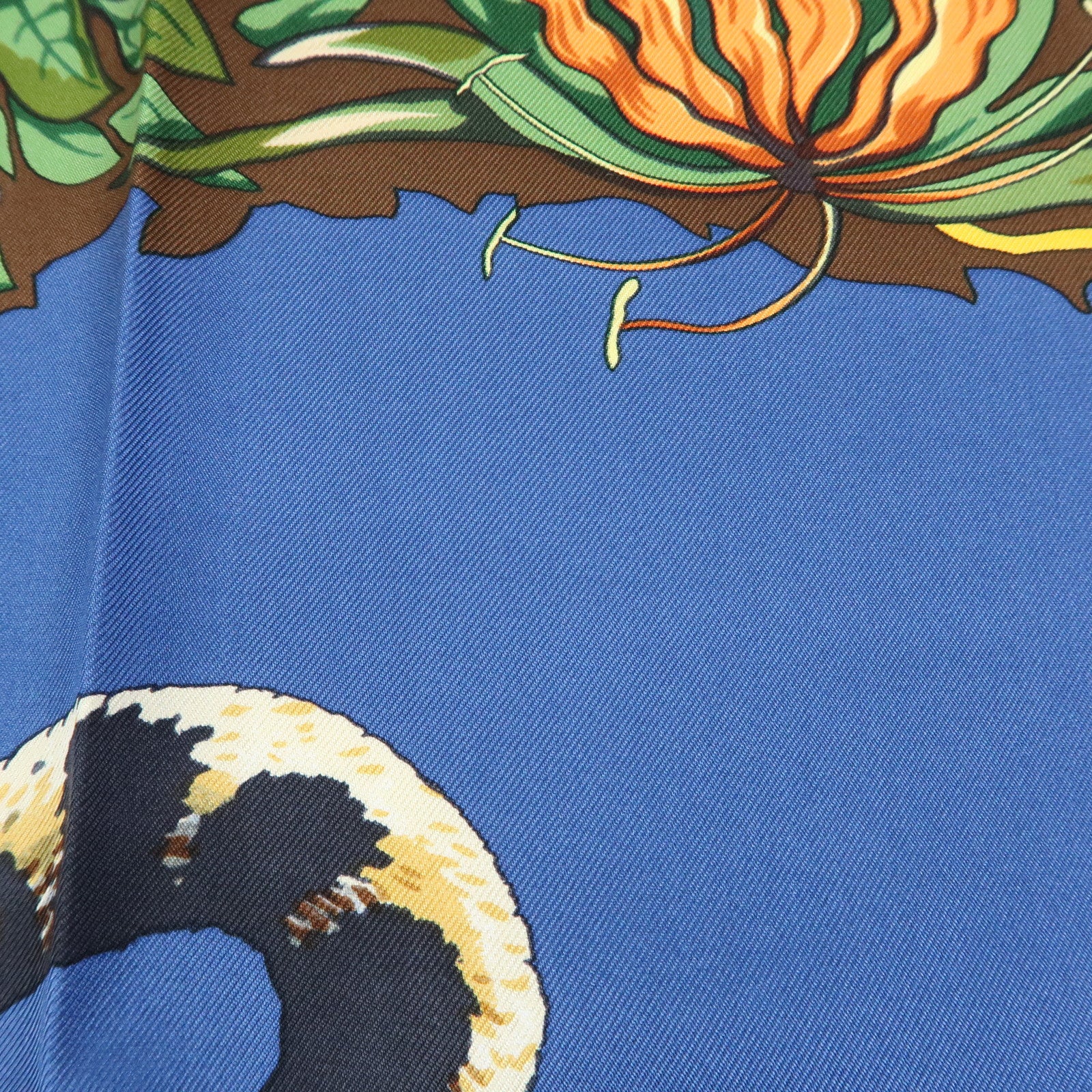 HERMES Carre 90 Silk 100% Scarf JUNGLE LOVE Navy Brown Green