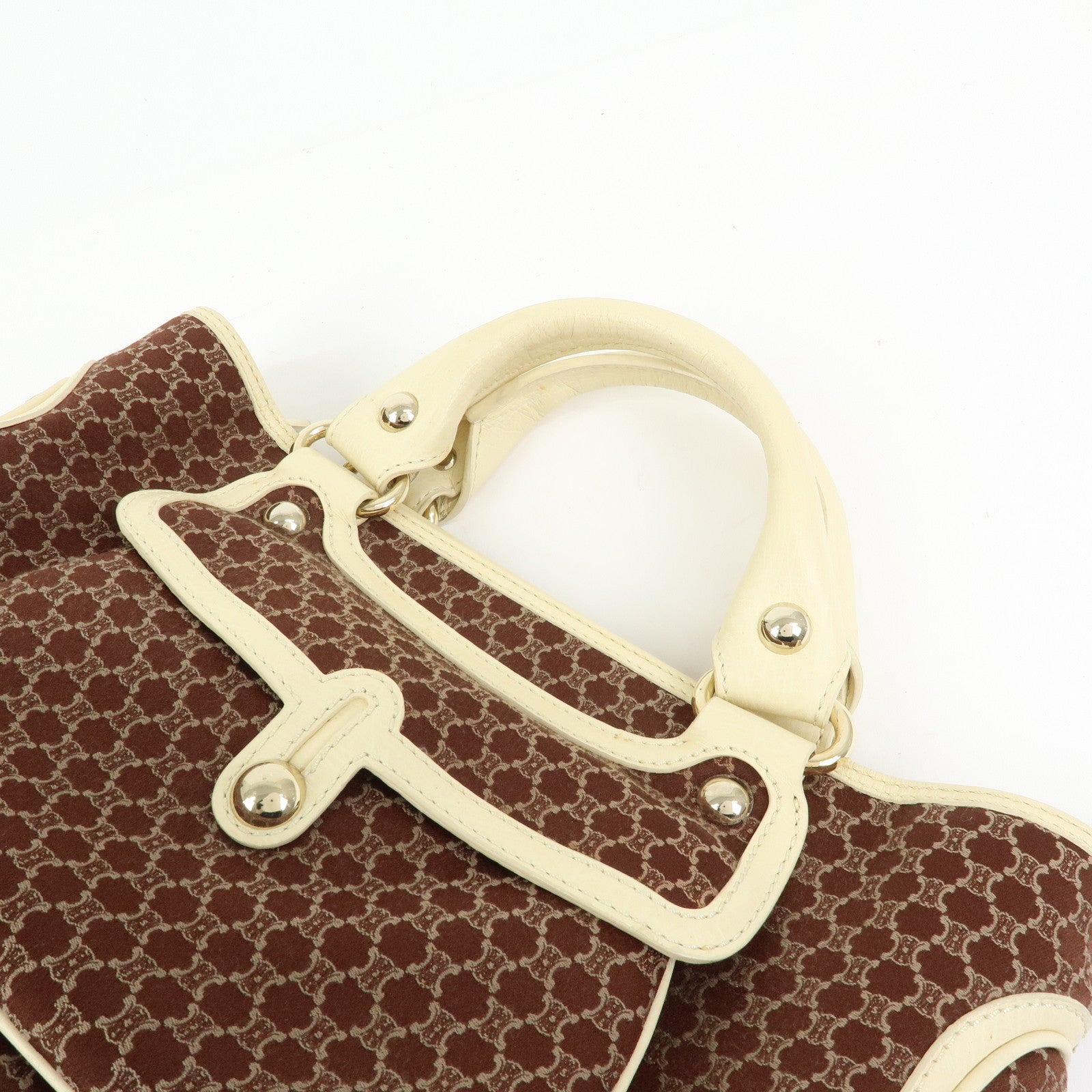 CELINE Macadam Boogie Bag Canvas Leather Hand Bag Tote Bag Brown