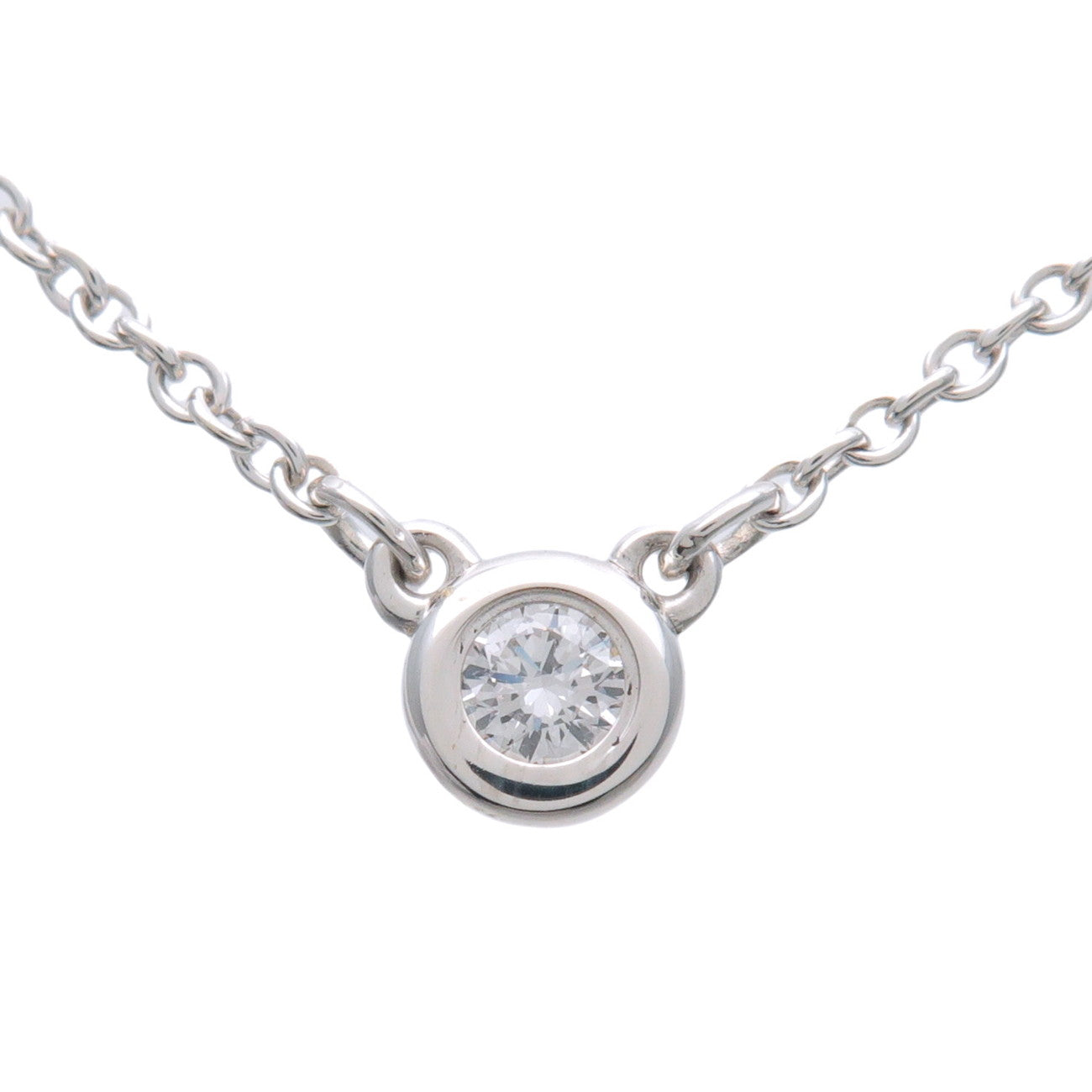 Tiffany & Co By The Yard 1P Diamond Necklace SV925 Silver